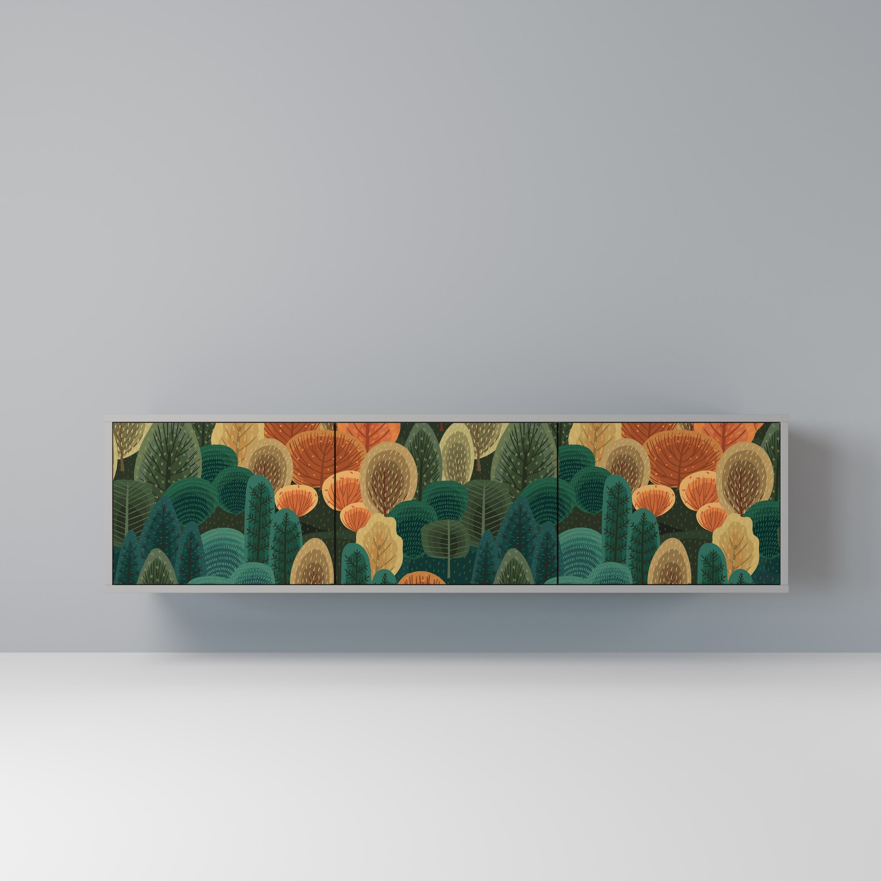 AUTUMN KALEIDOSCOPE 3-Door TV Stand in Grey Finish