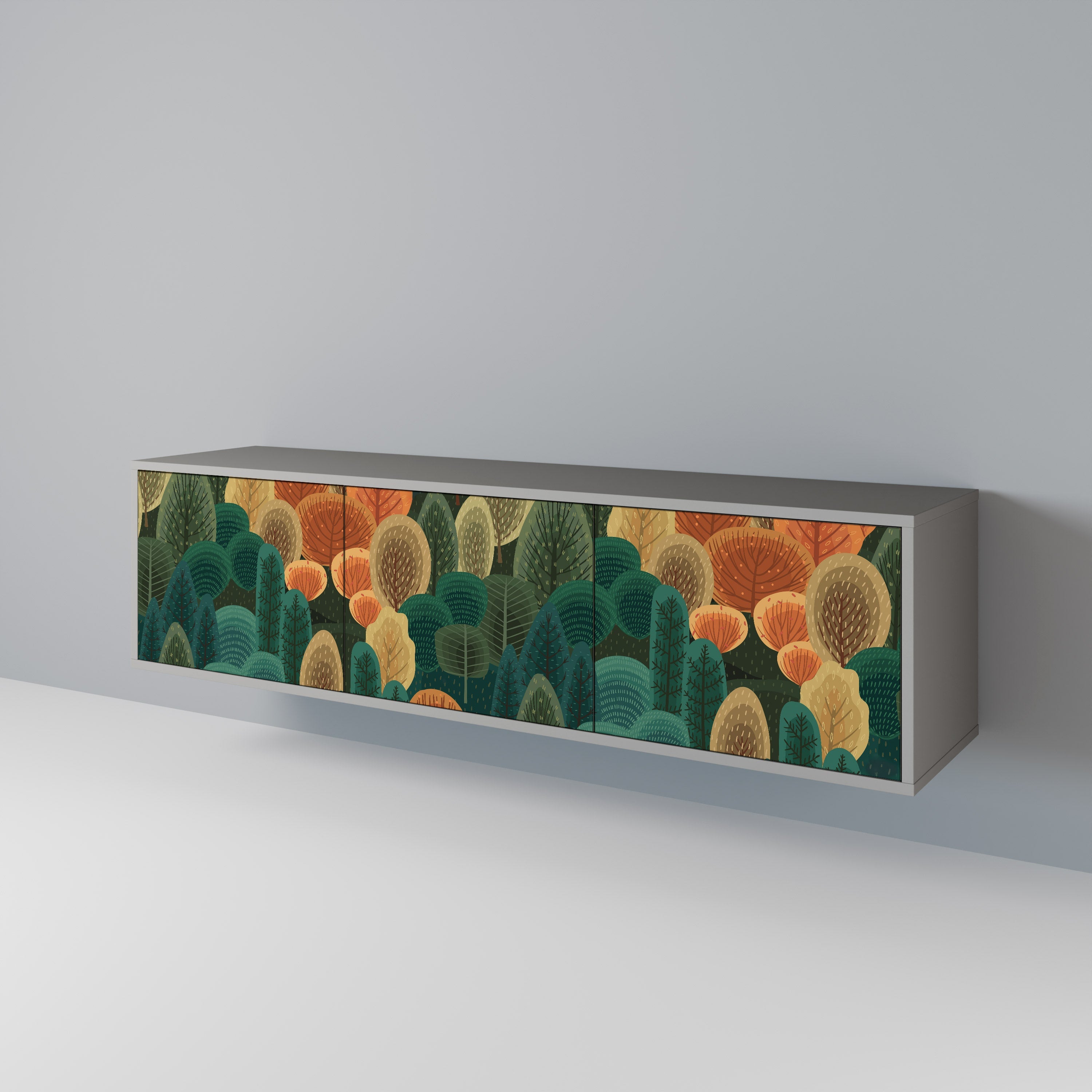 AUTUMN KALEIDOSCOPE 3-Door TV Stand in Grey Finish