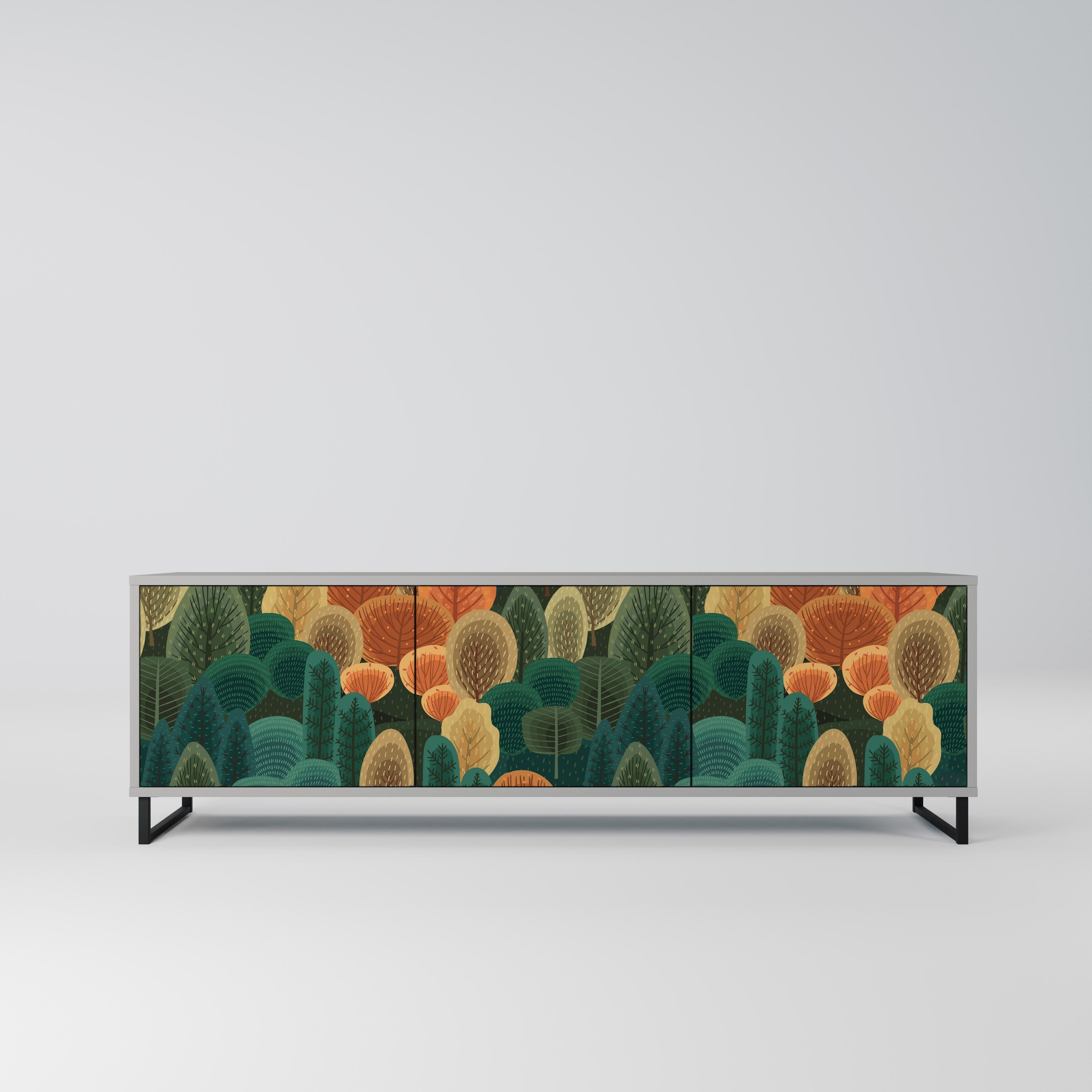 AUTUMN KALEIDOSCOPE 3-Door TV Stand in Grey Finish