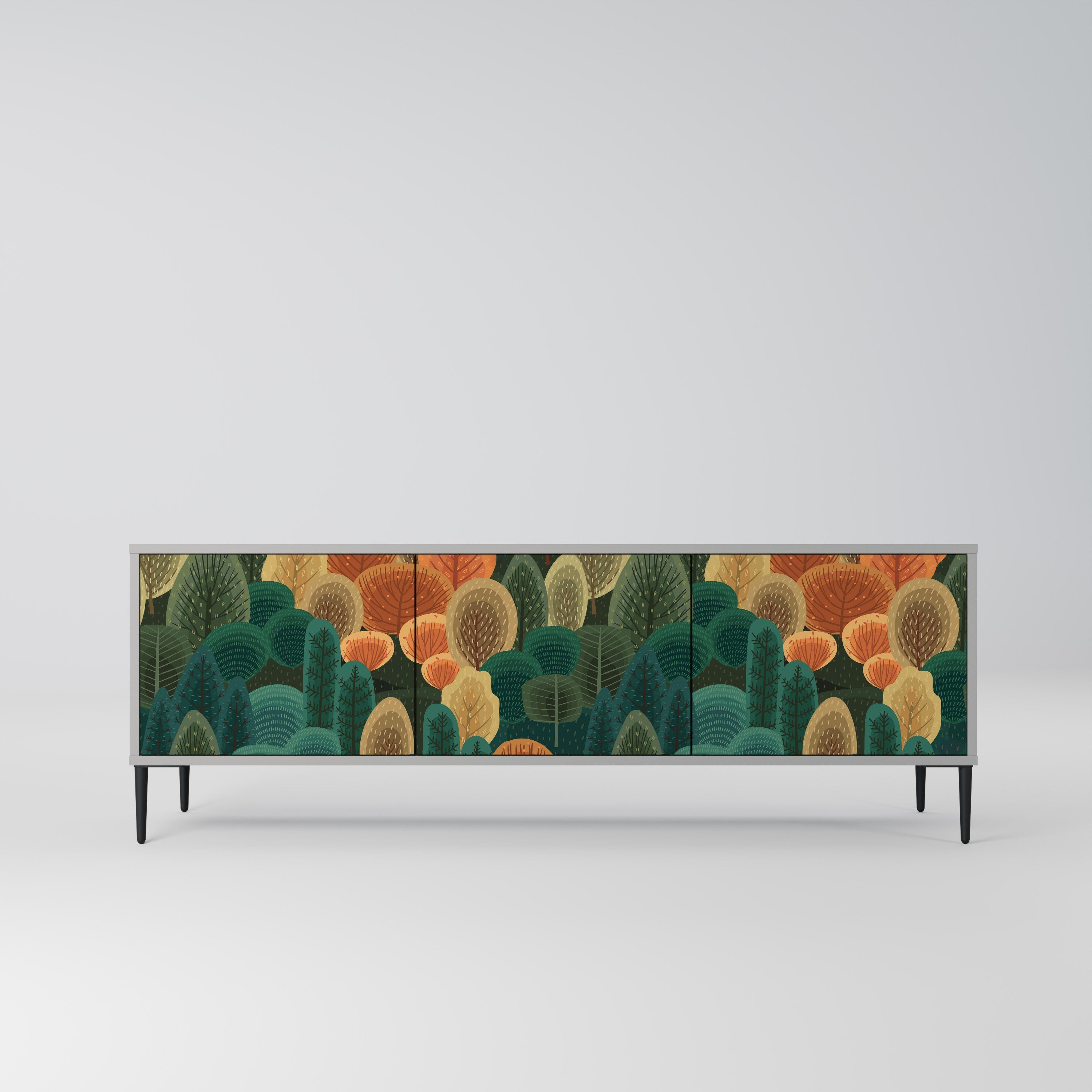 AUTUMN KALEIDOSCOPE 3-Door TV Stand in Grey Finish