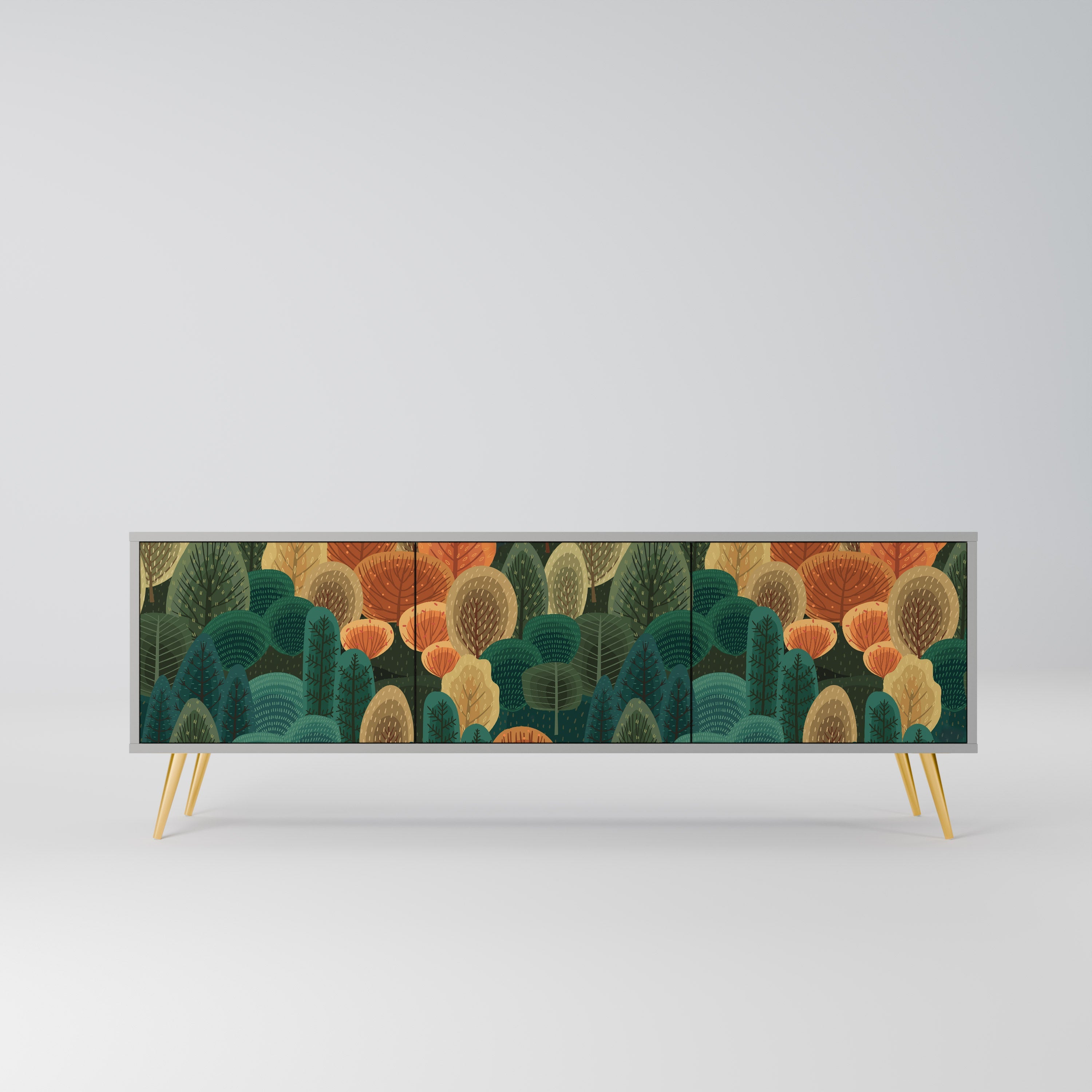 AUTUMN KALEIDOSCOPE 3-Door TV Stand in Grey Finish