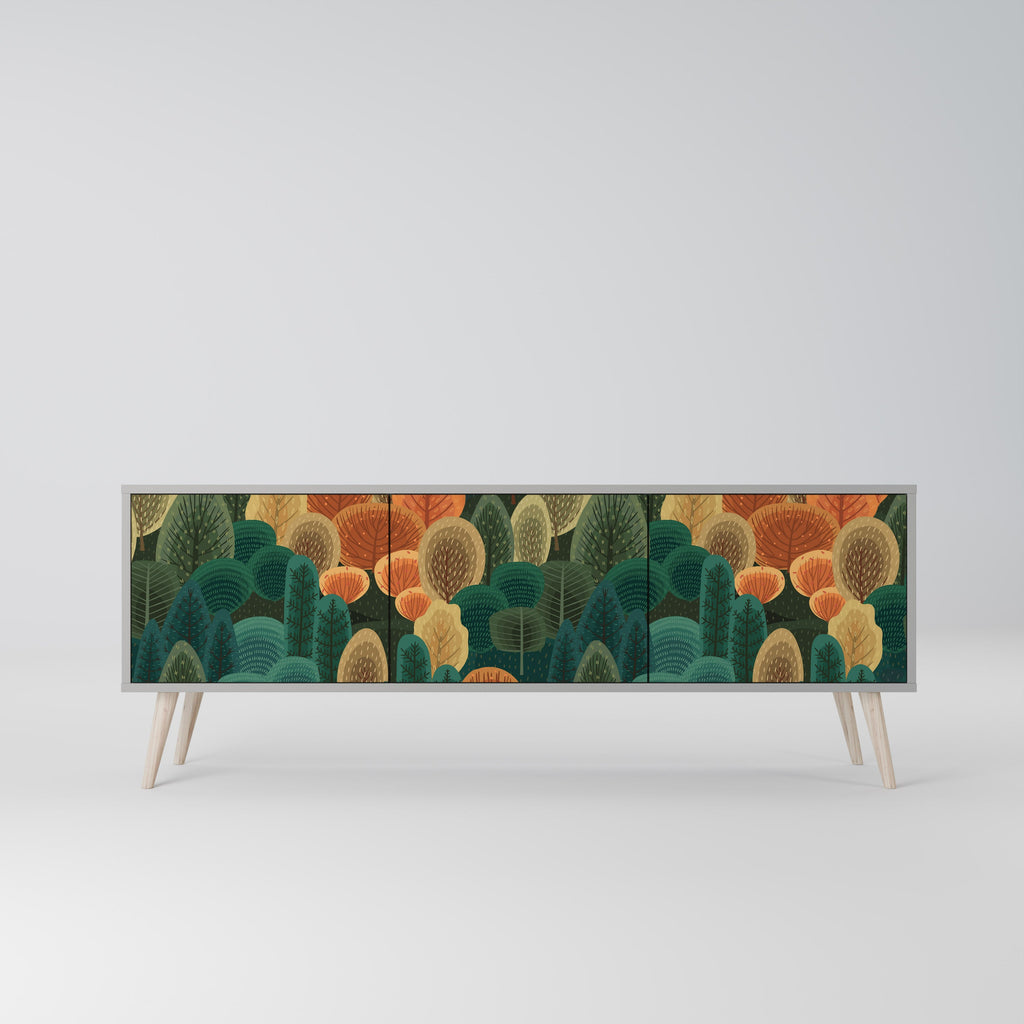 AUTUMN KALEIDOSCOPE 3-Door TV Stand in Grey Finish