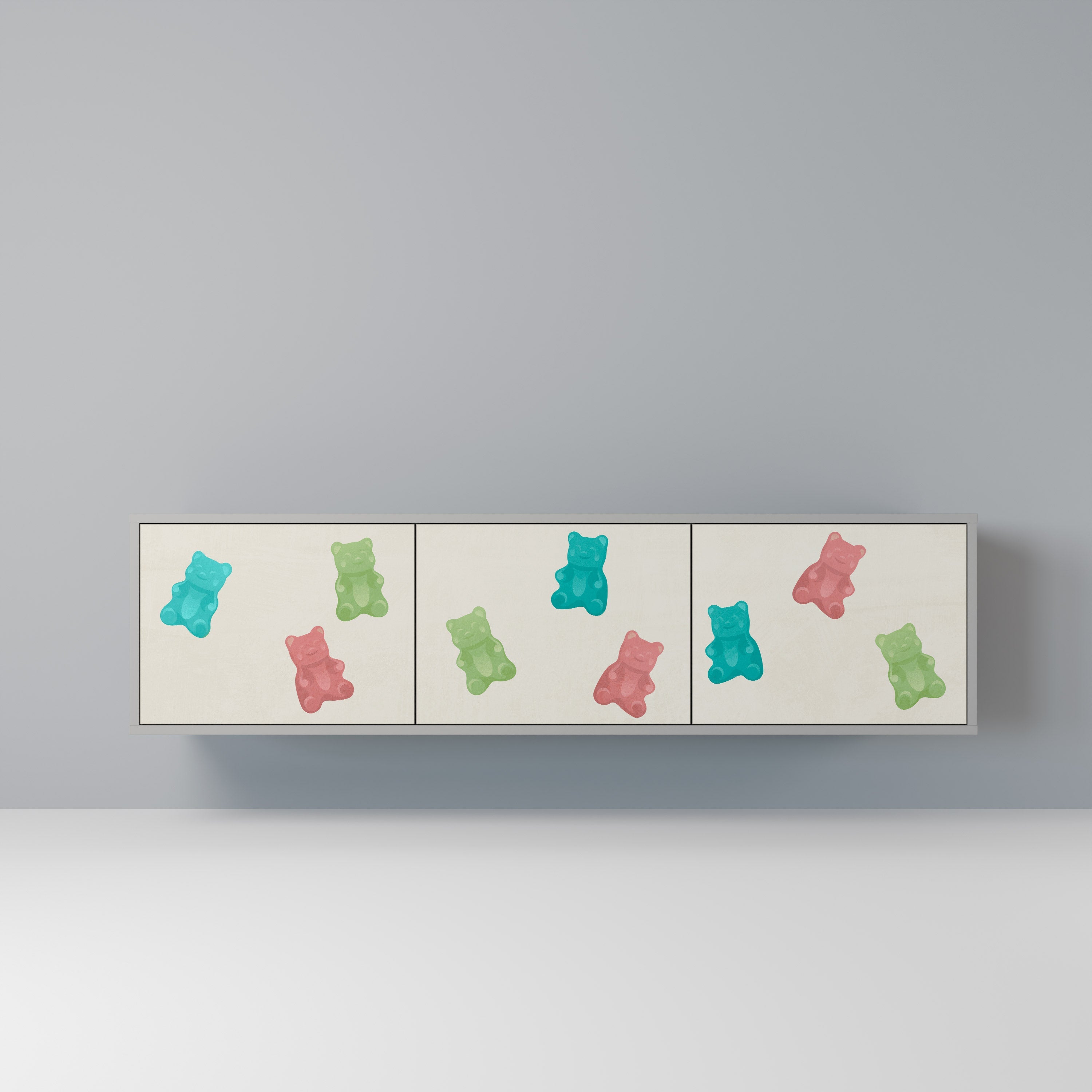 GUMMY BEARS 3-Door TV Stand in Grey Finish