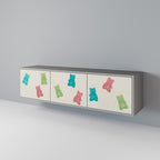 GUMMY BEARS TV-Lowboard mit 3 Türen in Grau