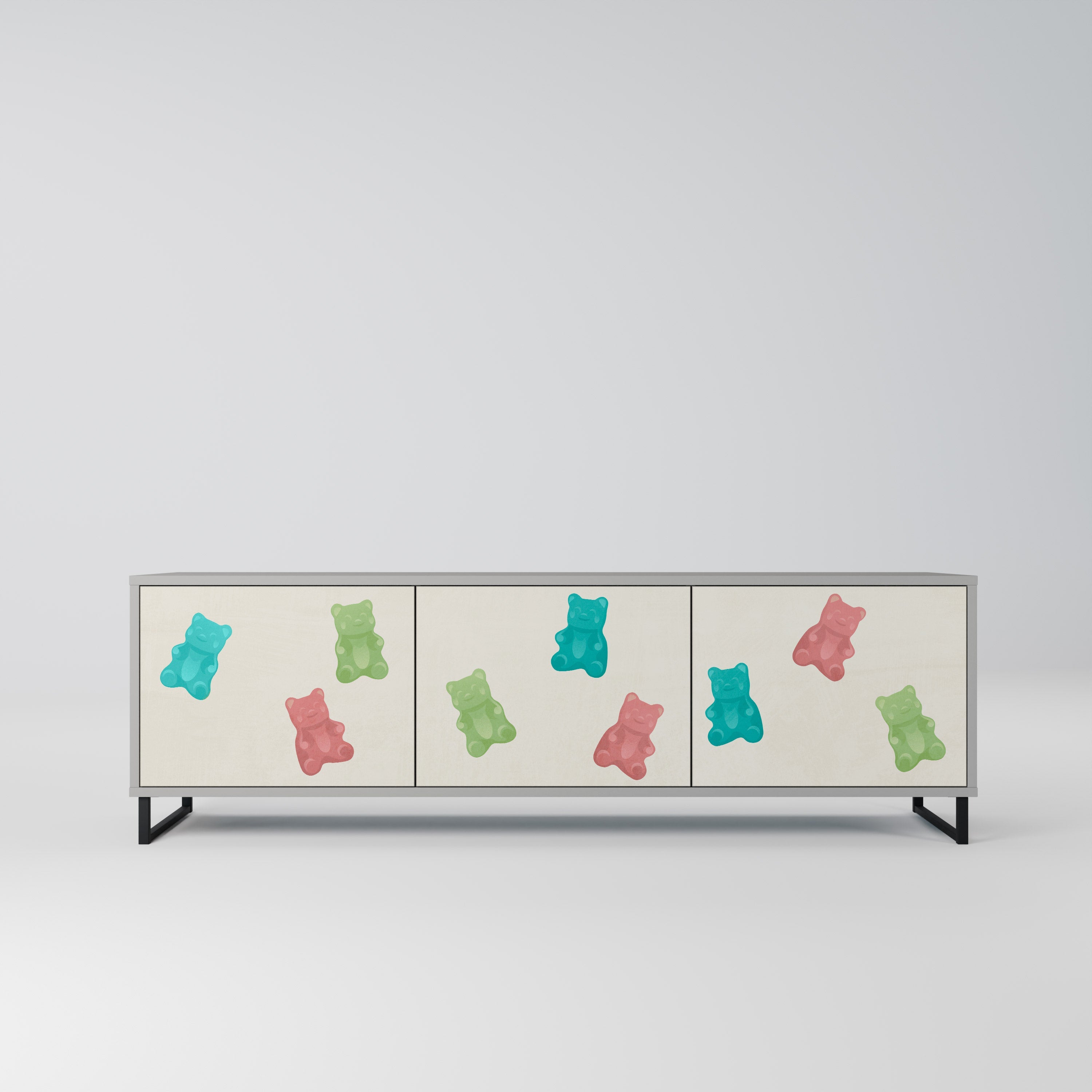 GUMMY BEARS 3-Door TV Stand in Grey Finish