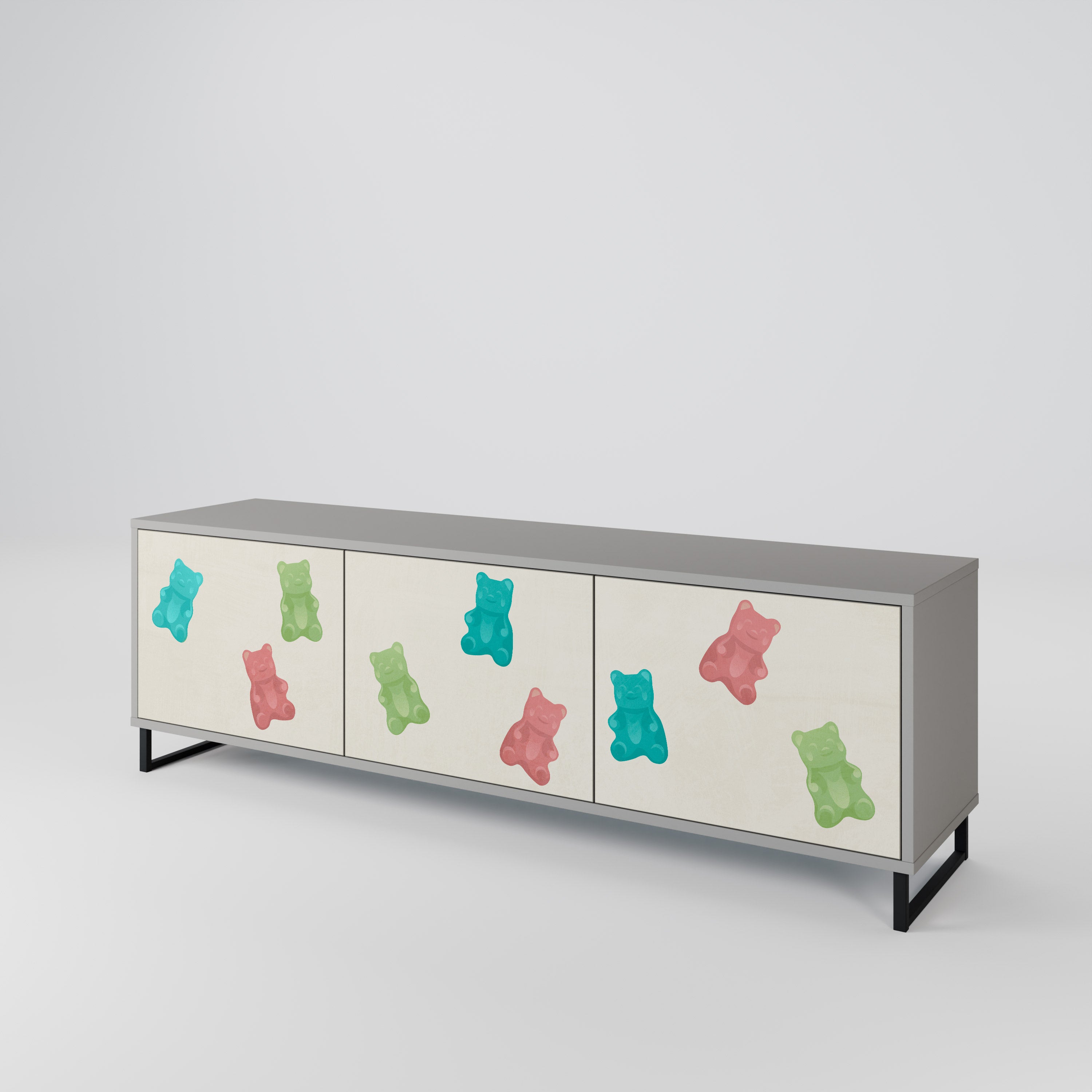 GUMMY BEARS TV-Lowboard mit 3 Türen in Grau