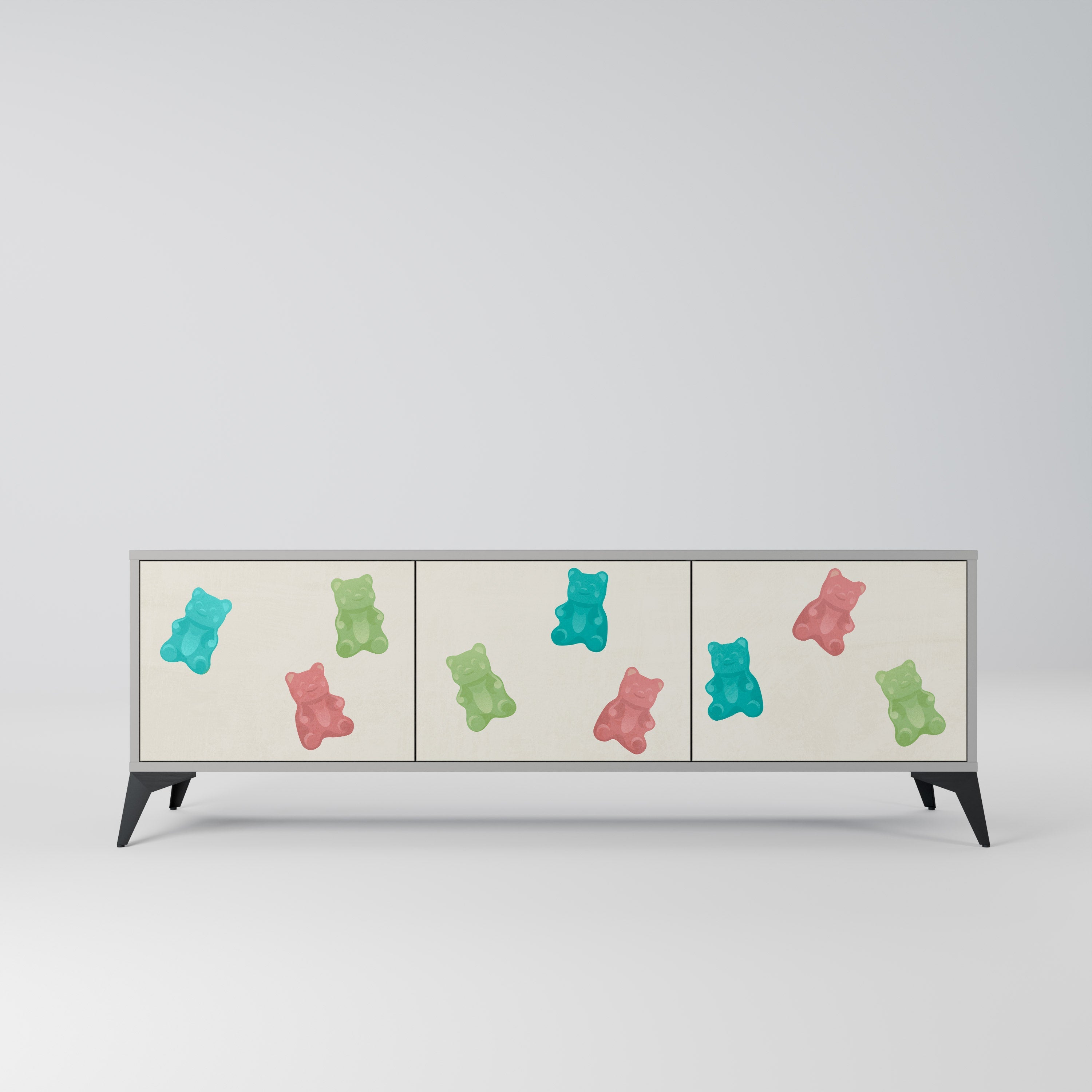 GUMMY BEARS 3-Door TV Stand in Grey Finish