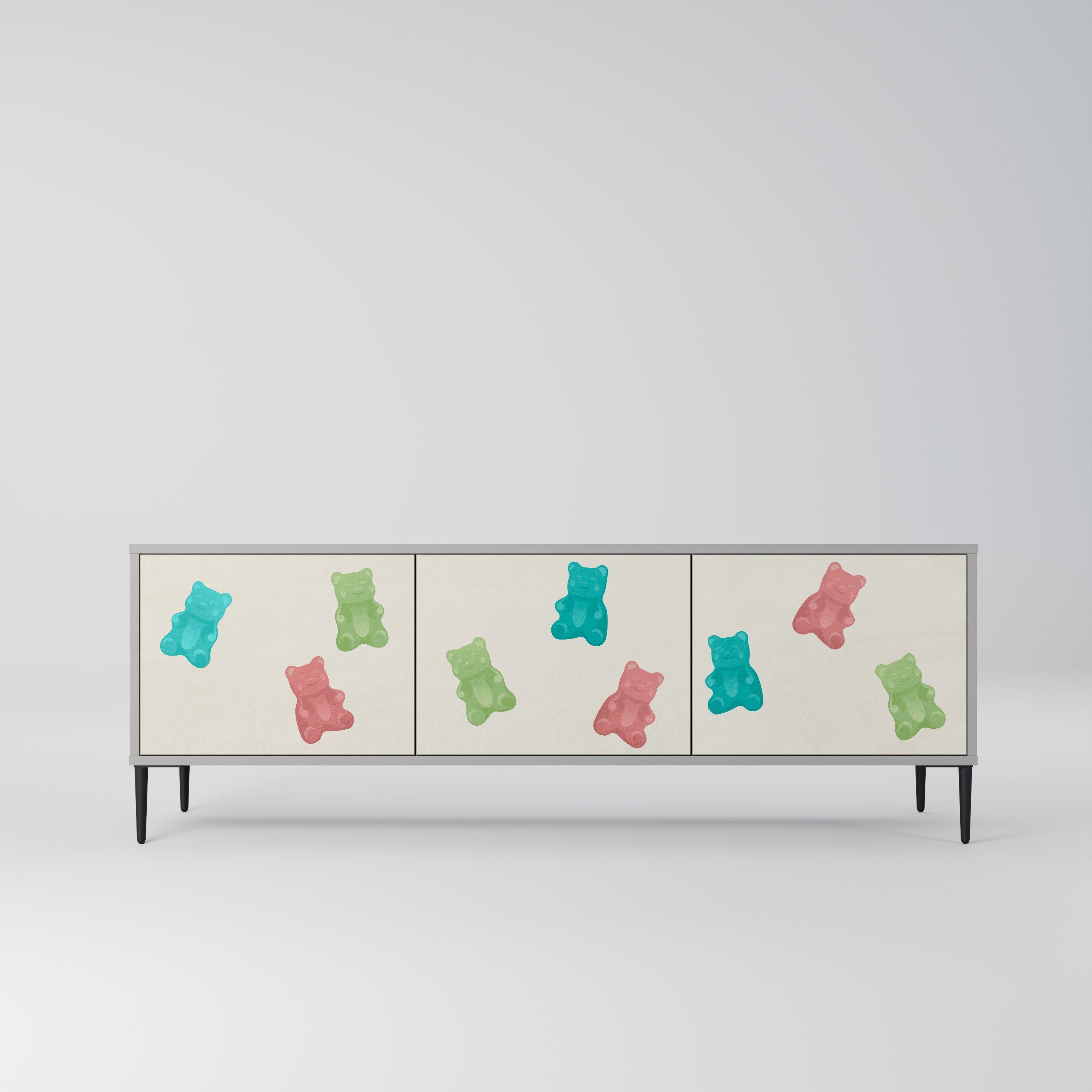 GUMMY BEARS 3-Door TV Stand in Grey Finish