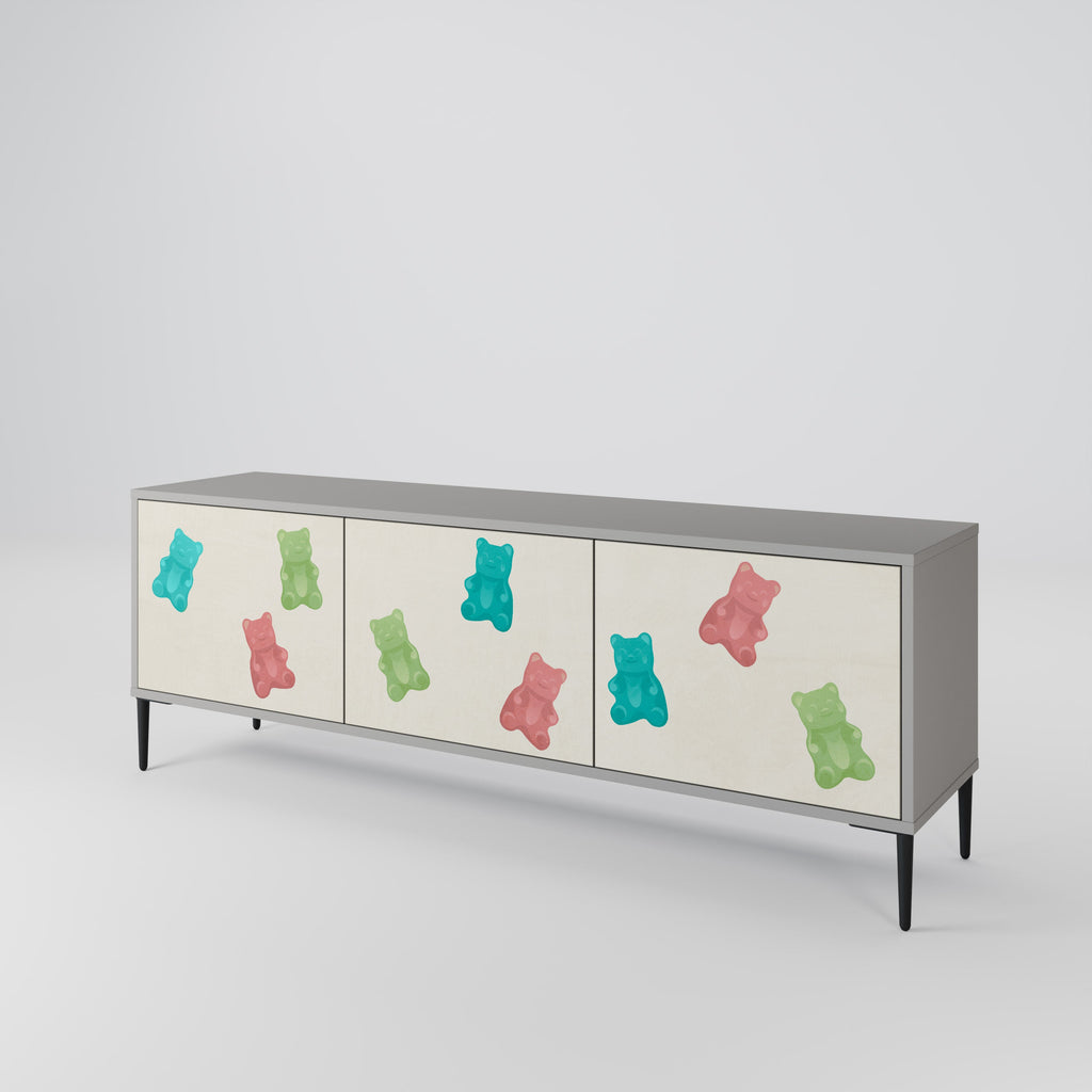 GUMMY BEARS TV-Lowboard mit 3 Türen in Grau