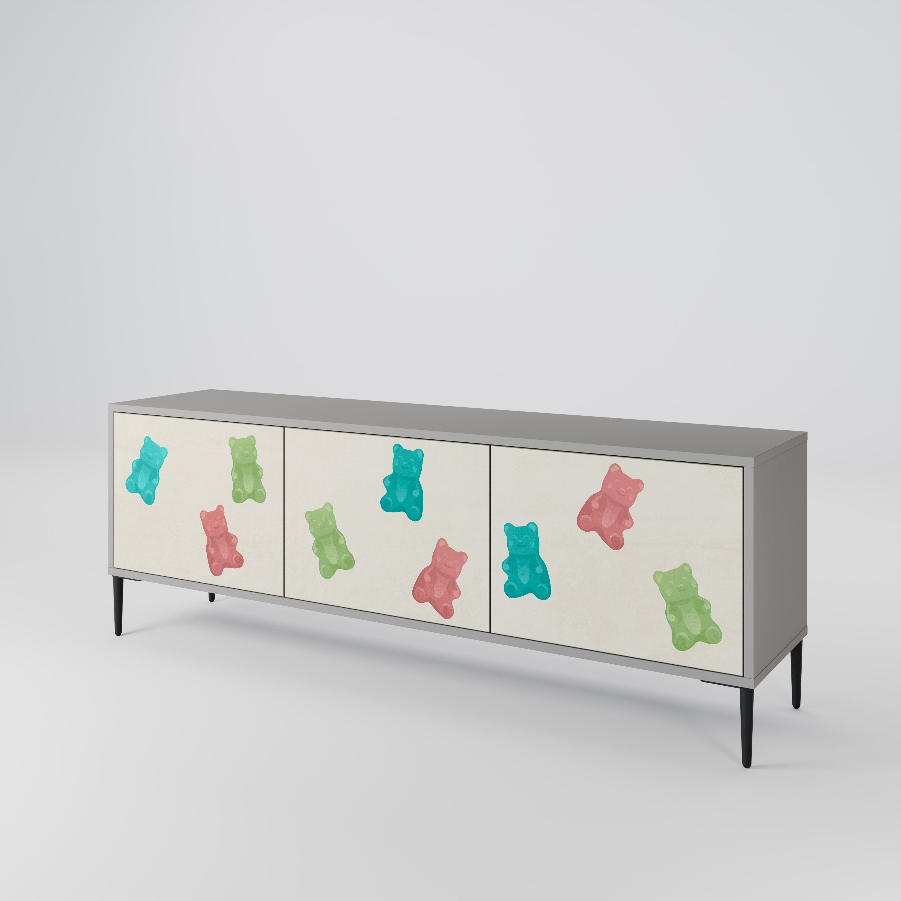 GUMMY BEARS 3-Door TV Stand in Grey Finish