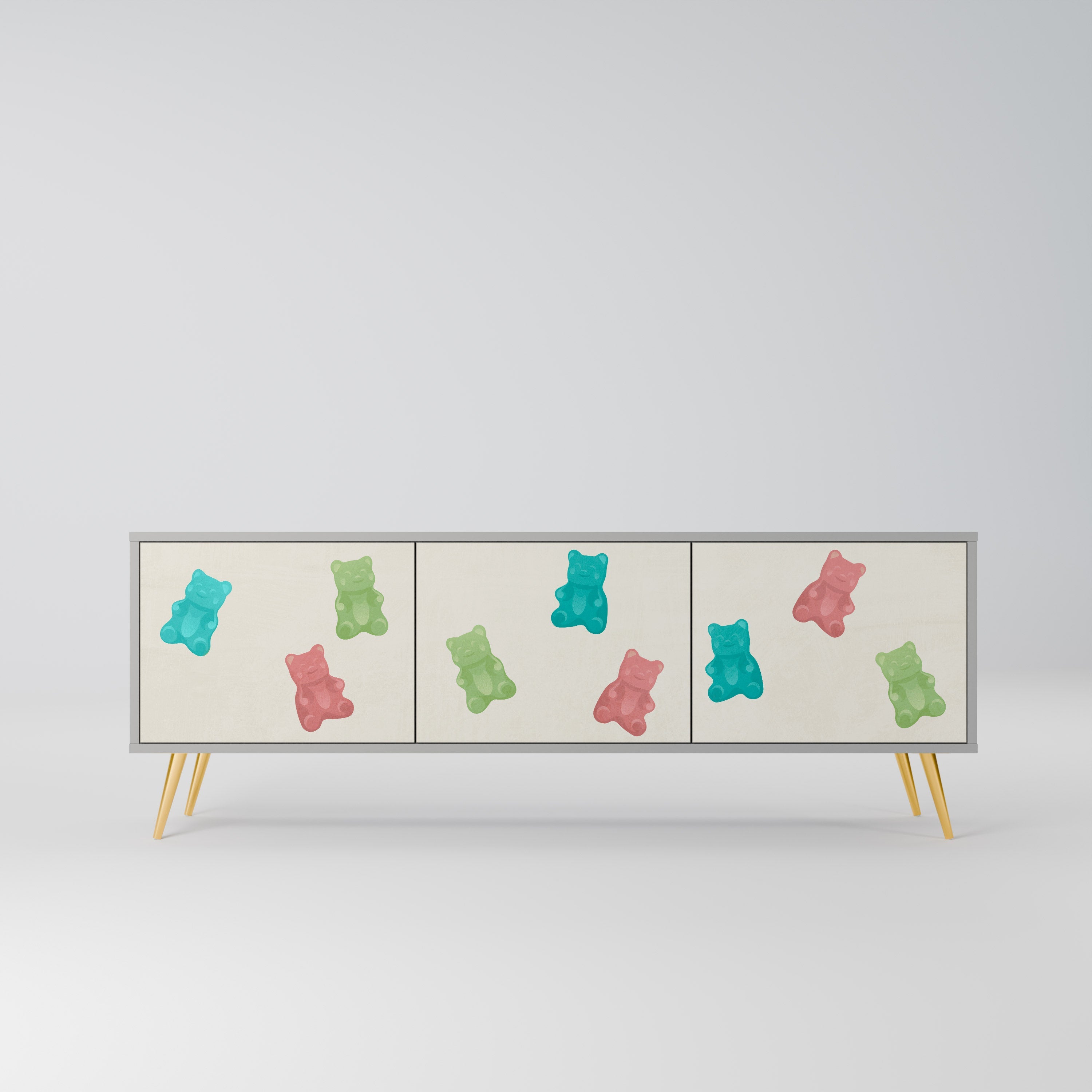 GUMMY BEARS 3-Door TV Stand in Grey Finish