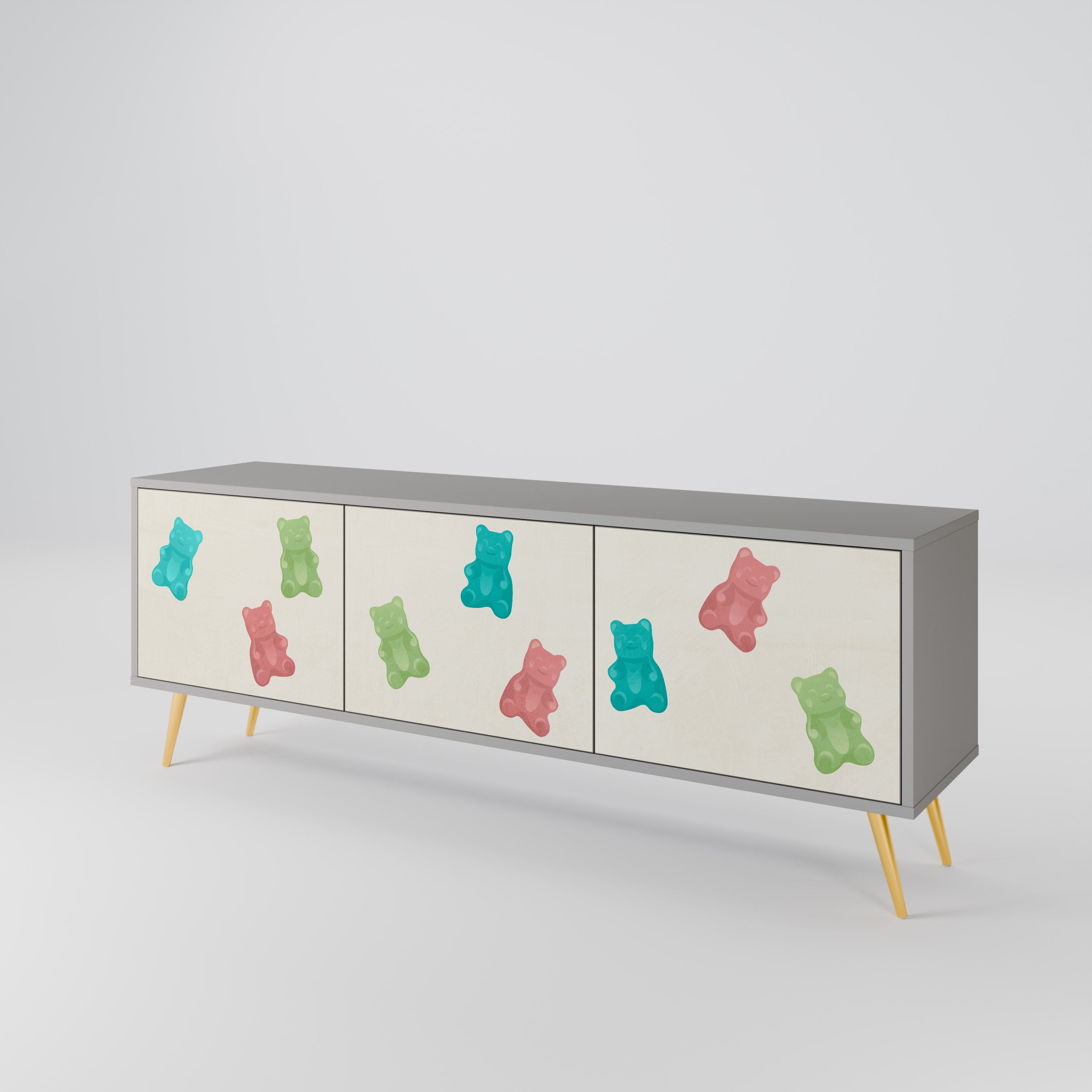 GUMMY BEARS 3-Door TV Stand in Grey Finish