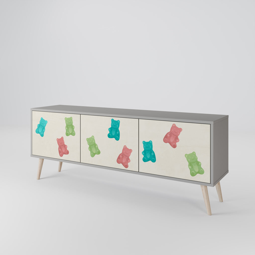 GUMMY BEARS TV-Lowboard mit 3 Türen in Grau