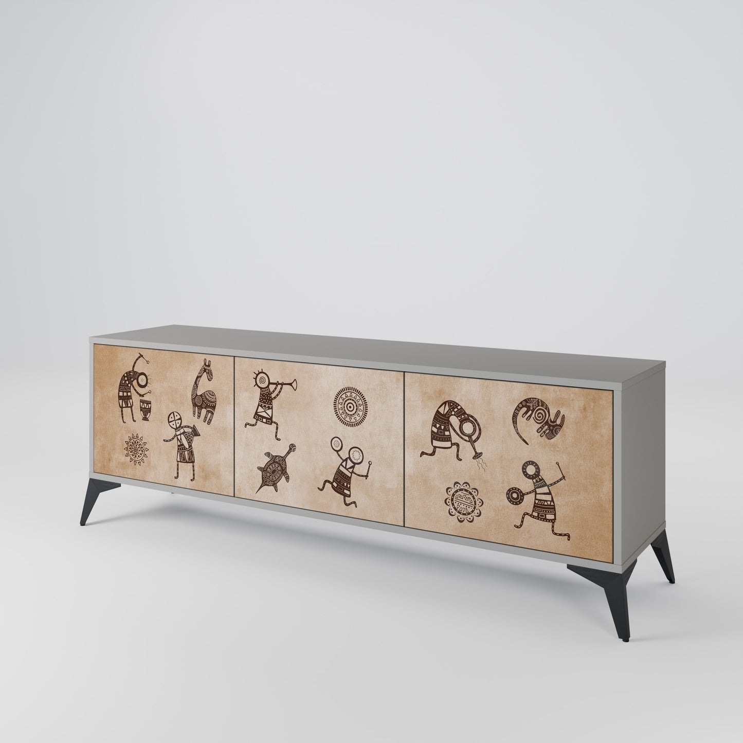 AFRICAN STYLE 3-Door TV Cabinet