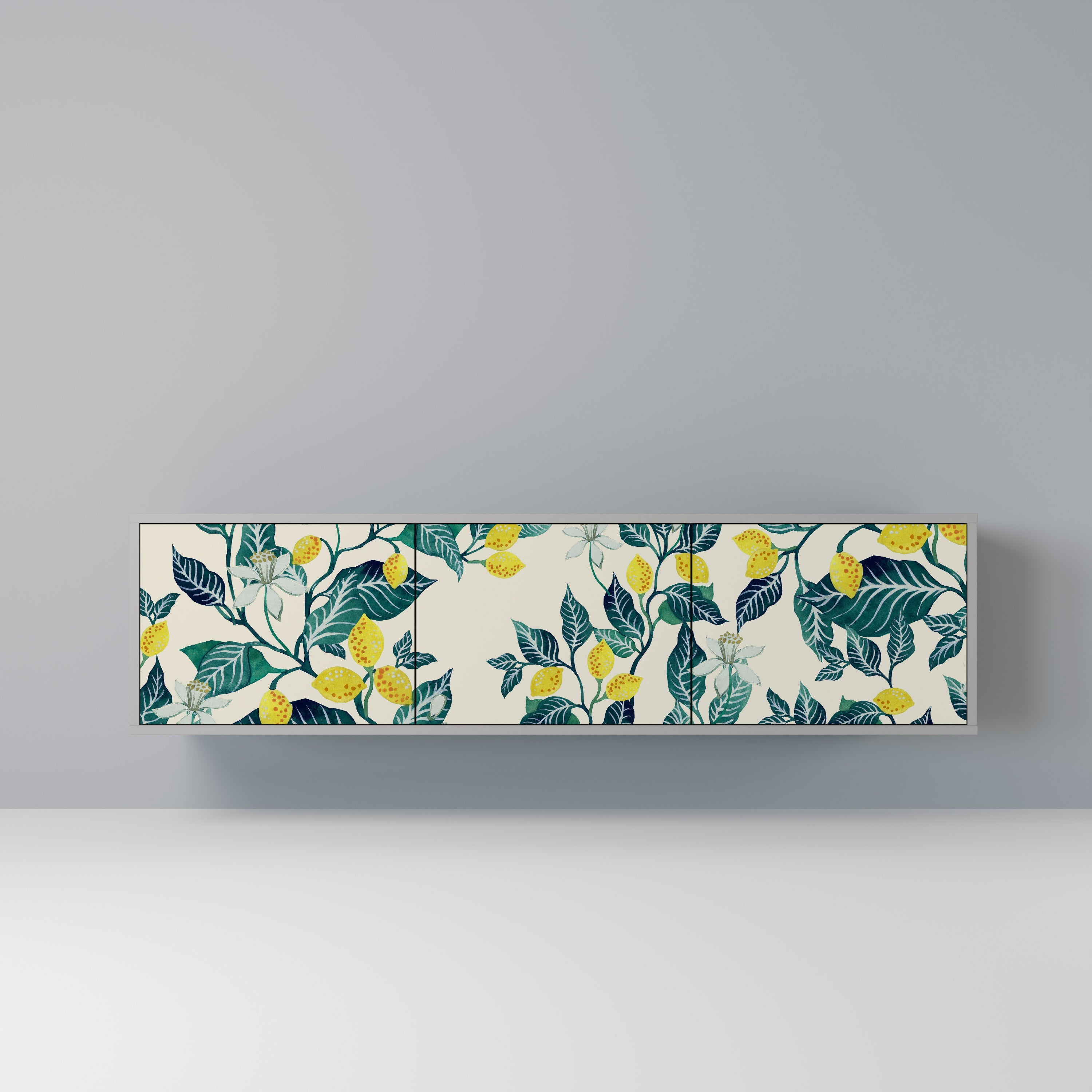 LEMON TREE 3-Door TV Stand in Grey Finish