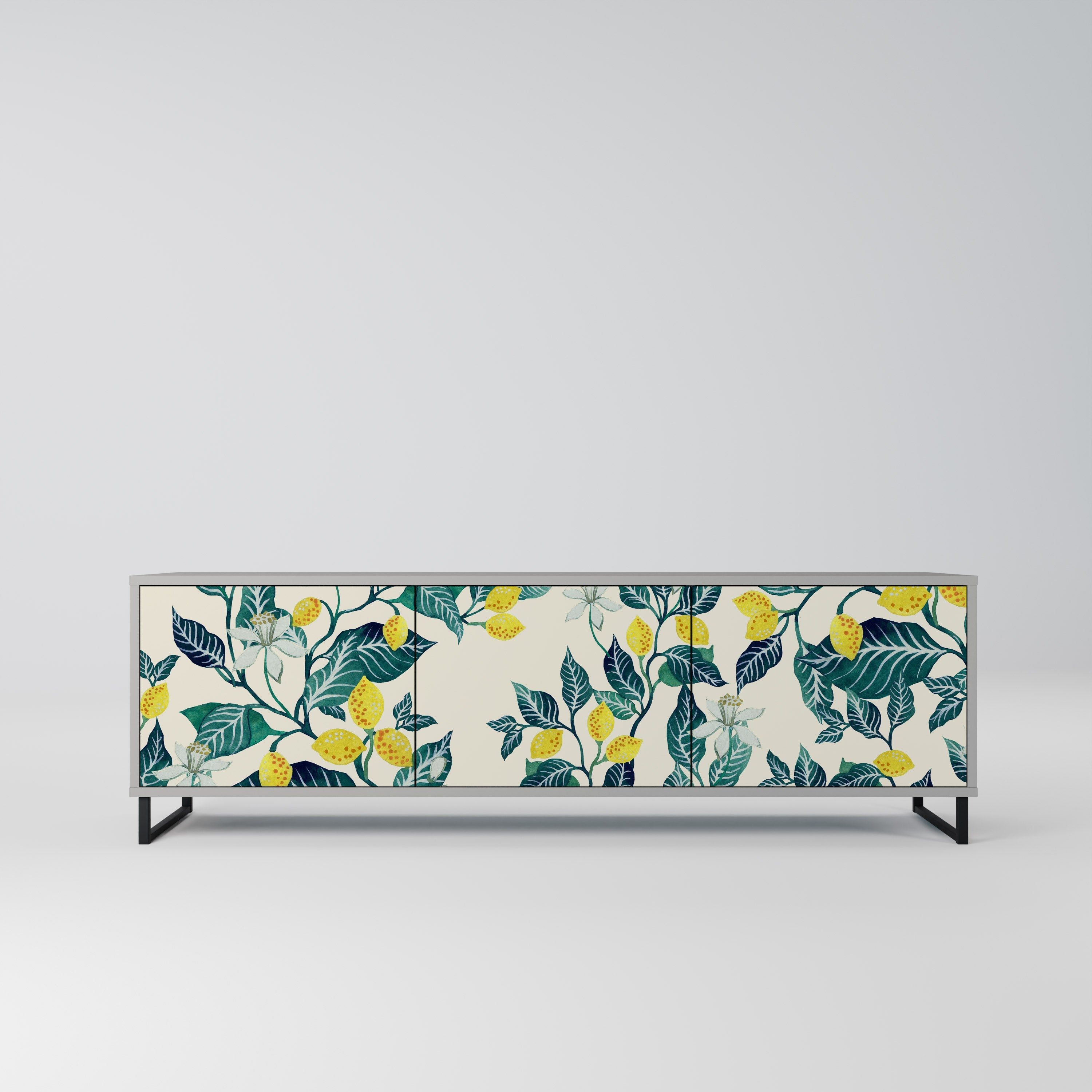 LEMON TREE 3-Door TV Stand in Grey Finish