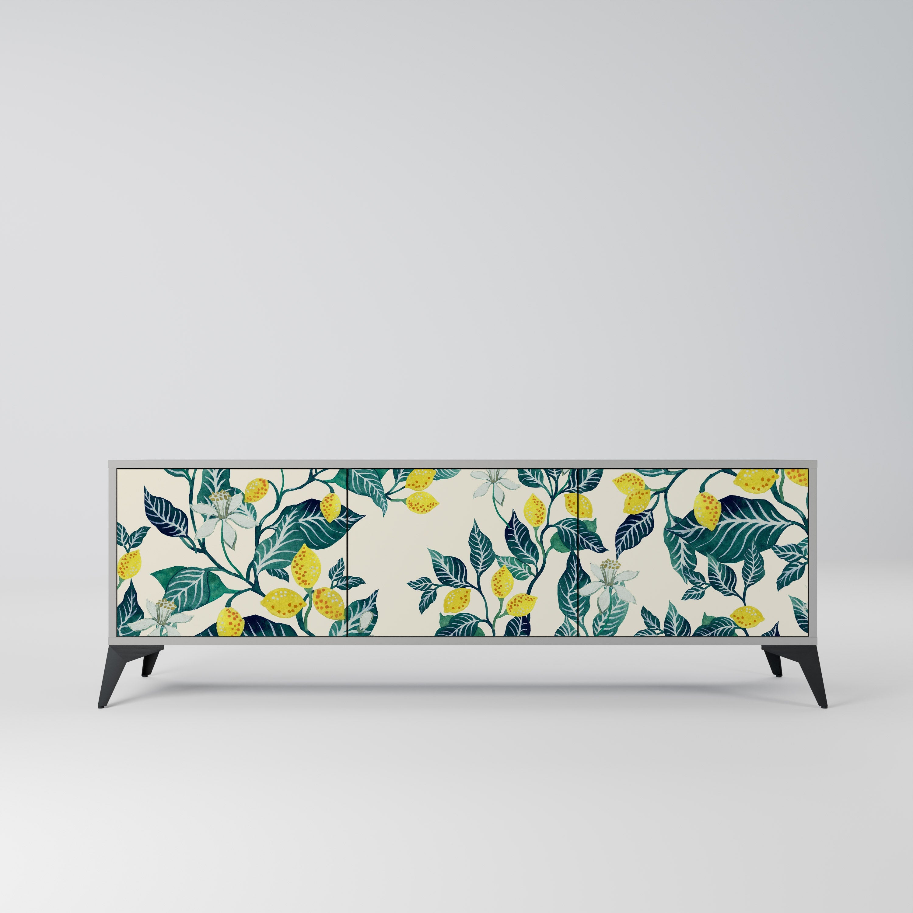 LEMON TREE 3-Door TV Stand in Grey Finish