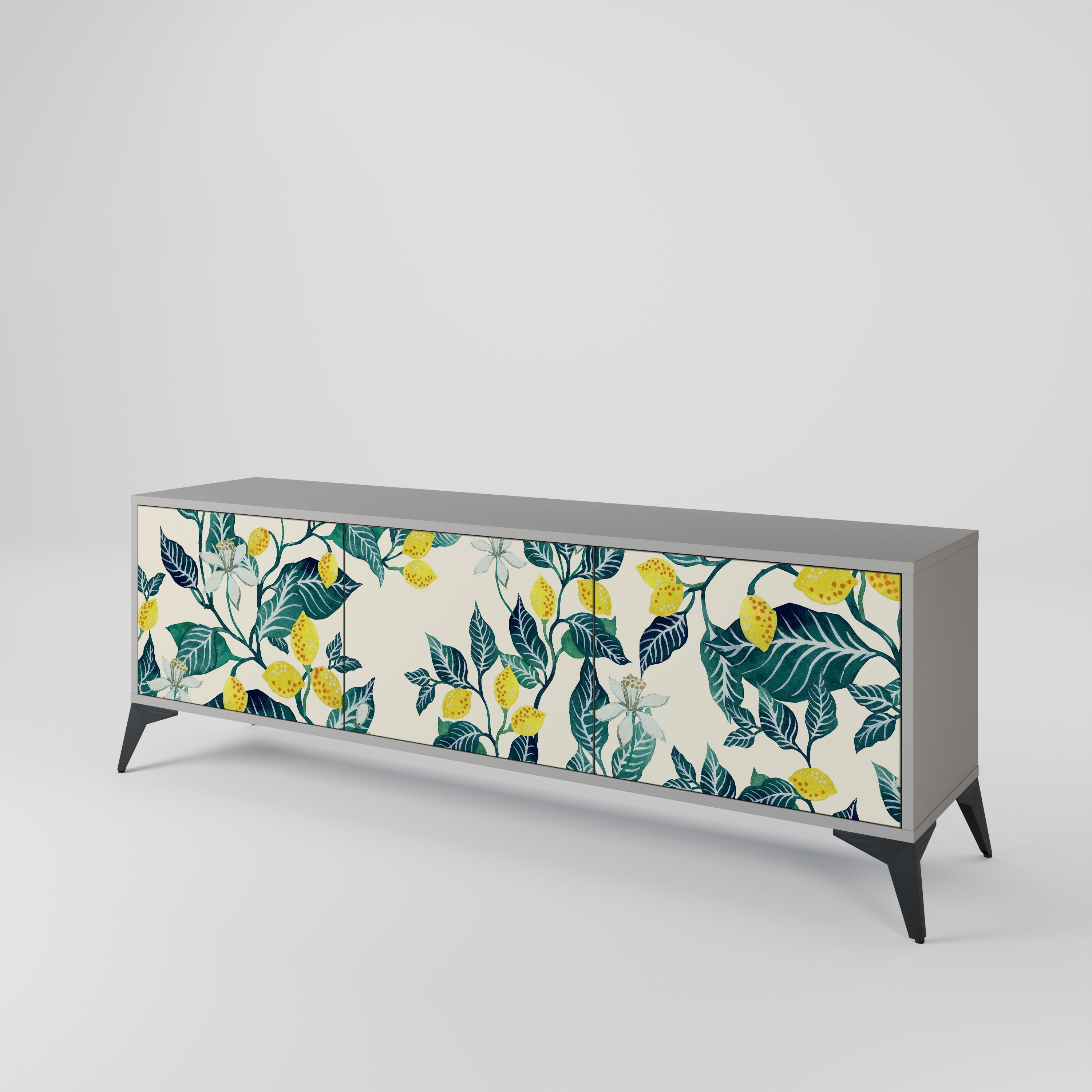 LEMON TREE 3-Door TV Stand in Grey Finish