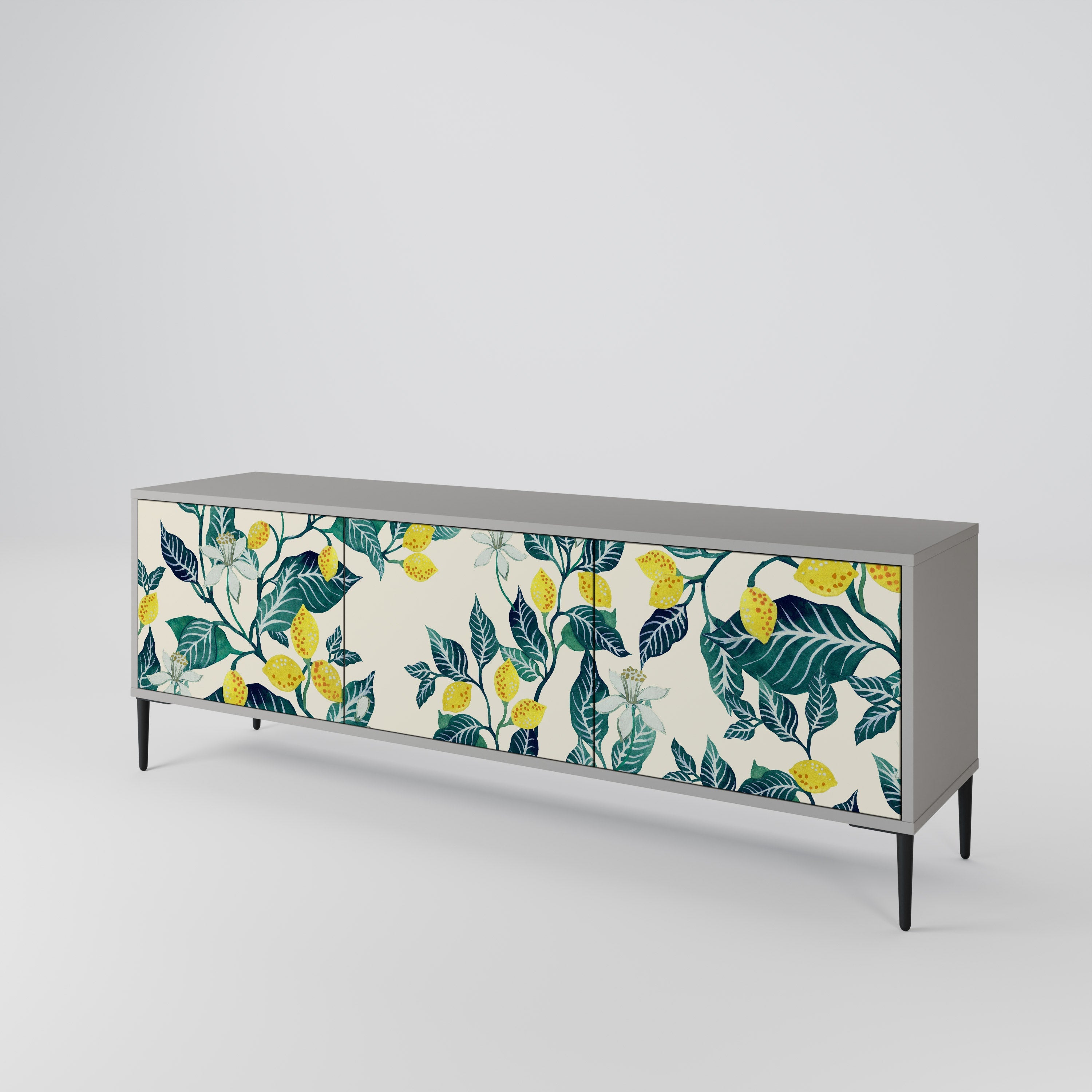 LEMON TREE 3-Door TV Stand in Grey Finish