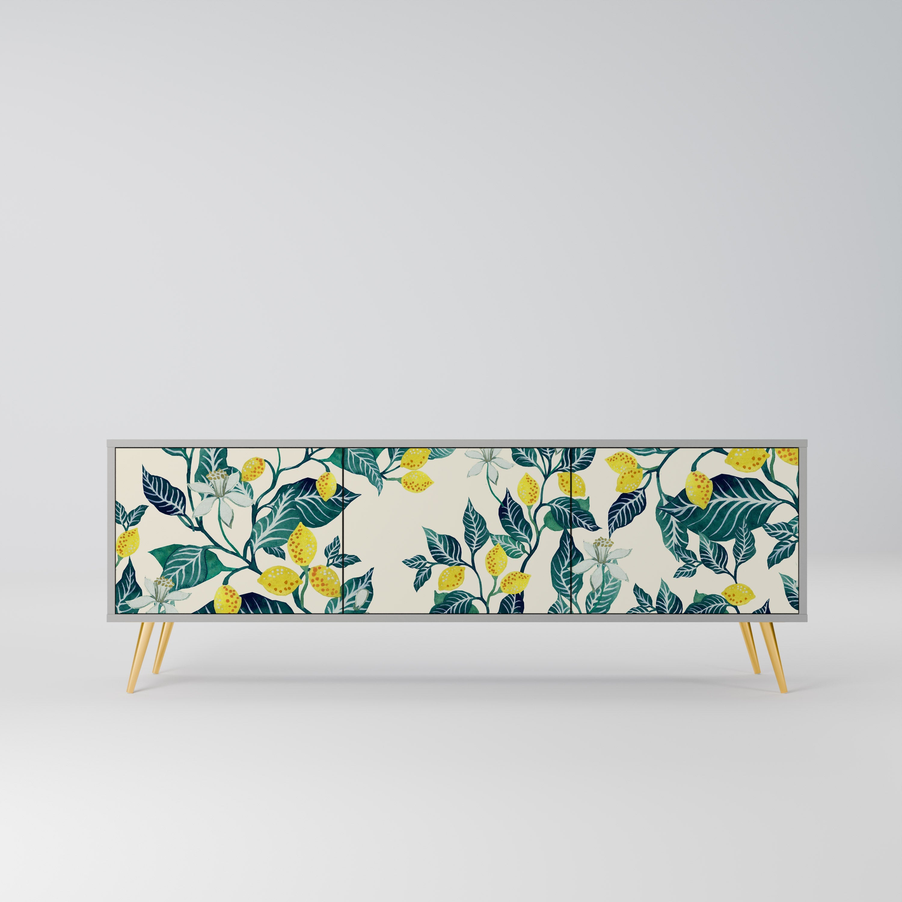 LEMON TREE 3-Door TV Stand in Grey Finish