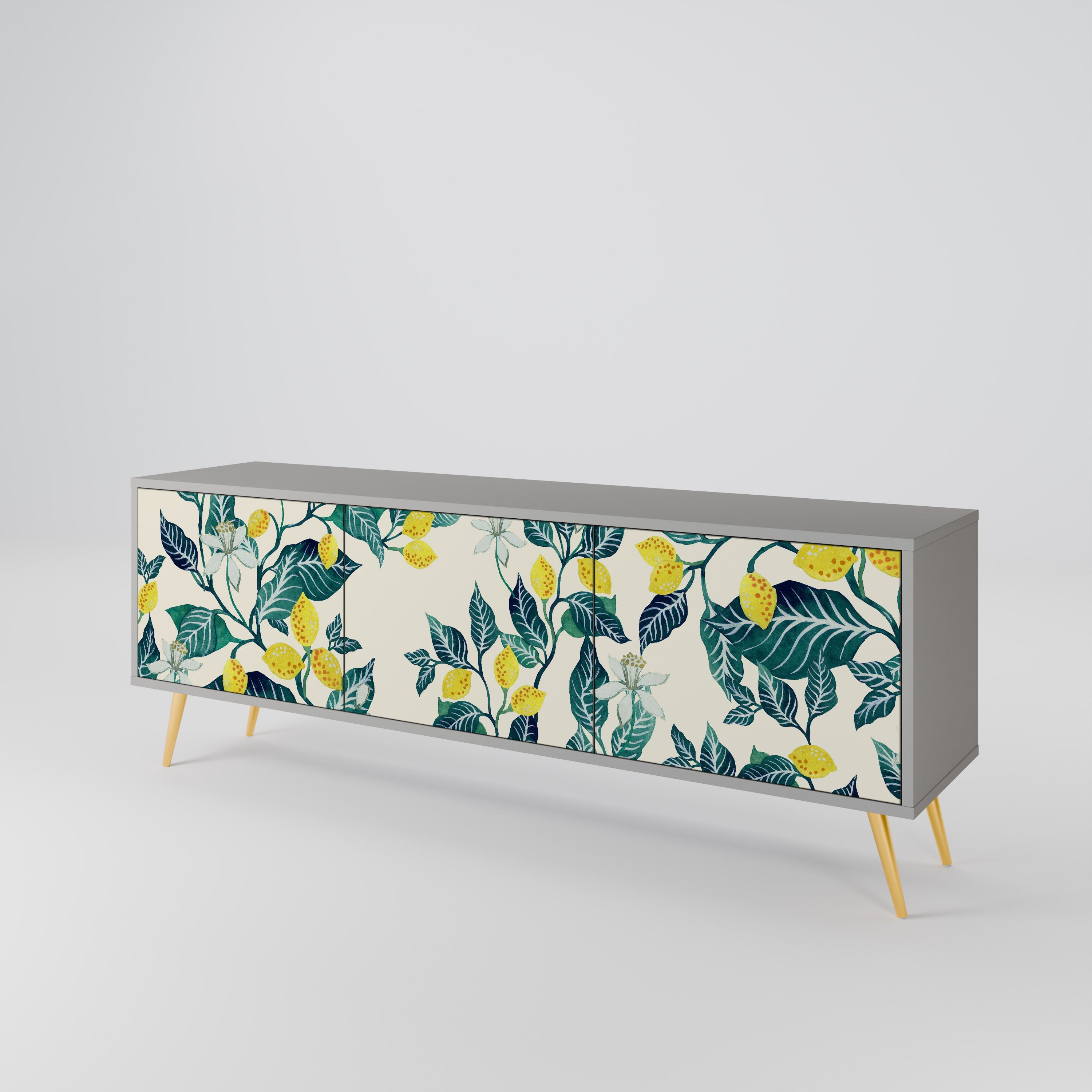 LEMON TREE 3-Door TV Stand in Grey Finish