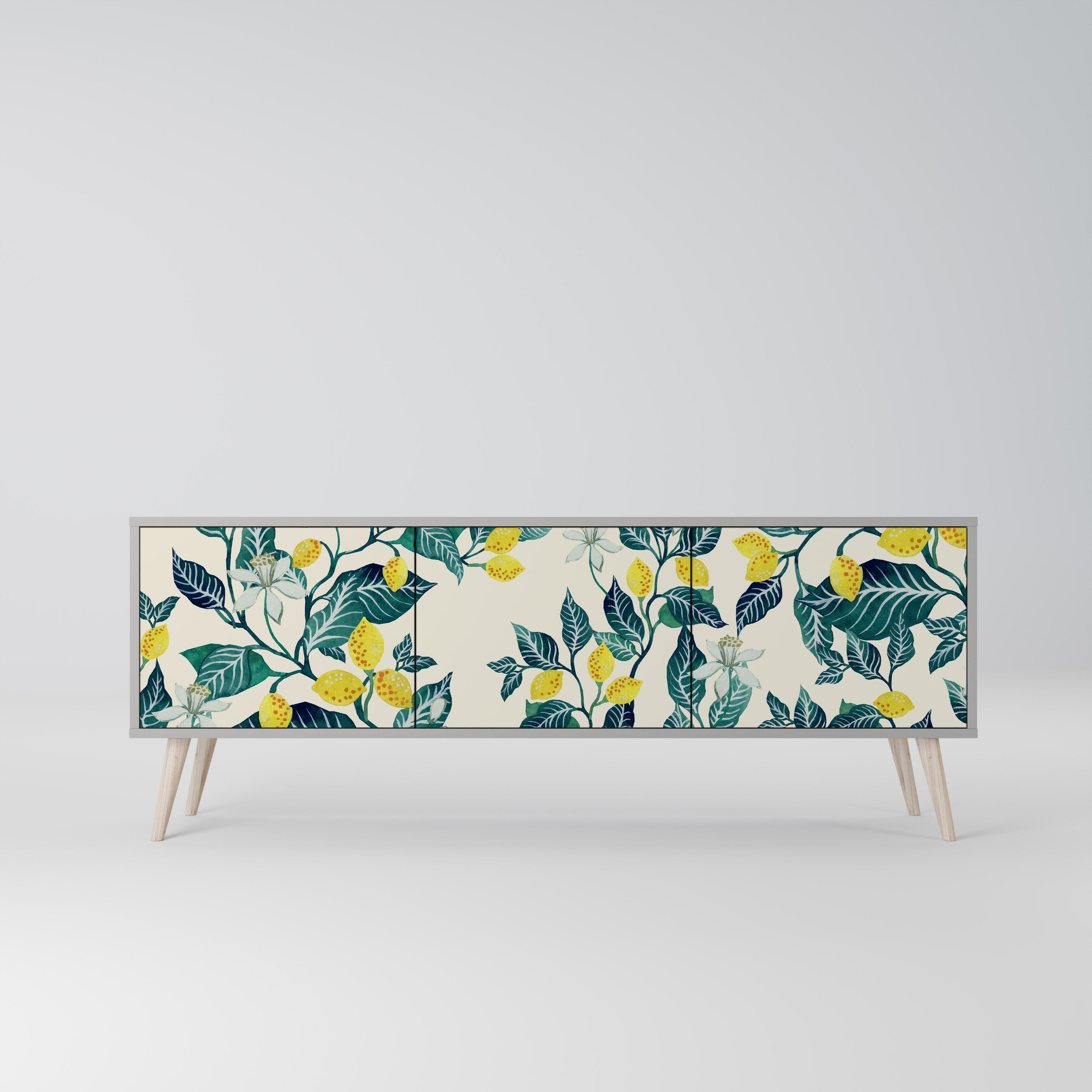 LEMON TREE 3-Door TV Stand in Grey Finish