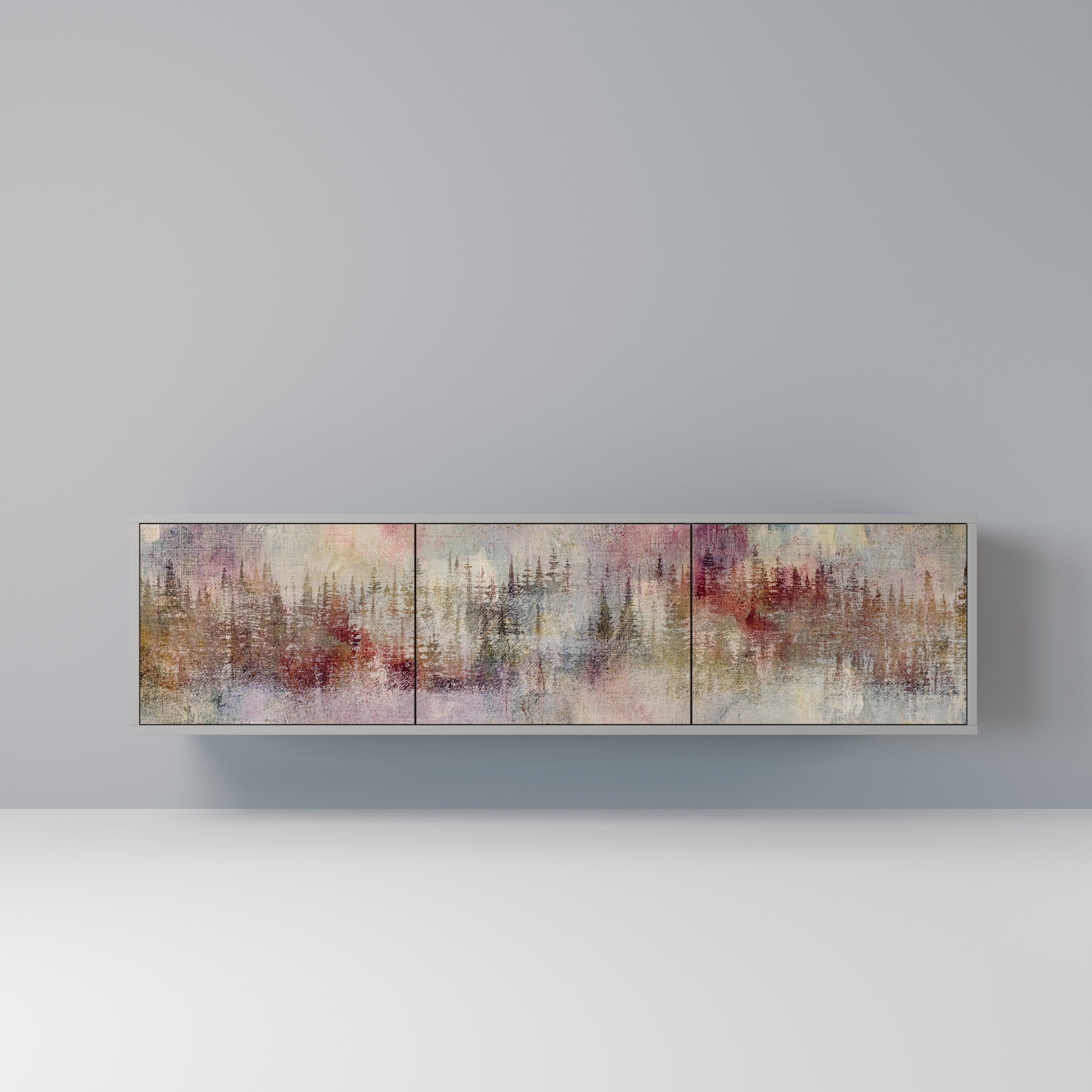 VEILED SUMMIT 3-Door TV Stand in Grey Finish