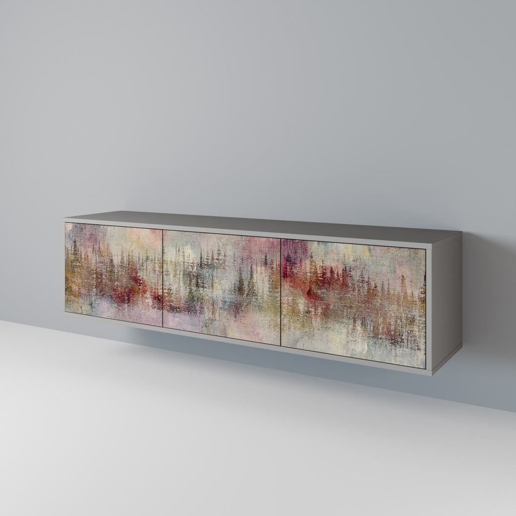 VEILED SUMMIT 3-Door TV Stand in Grey Finish