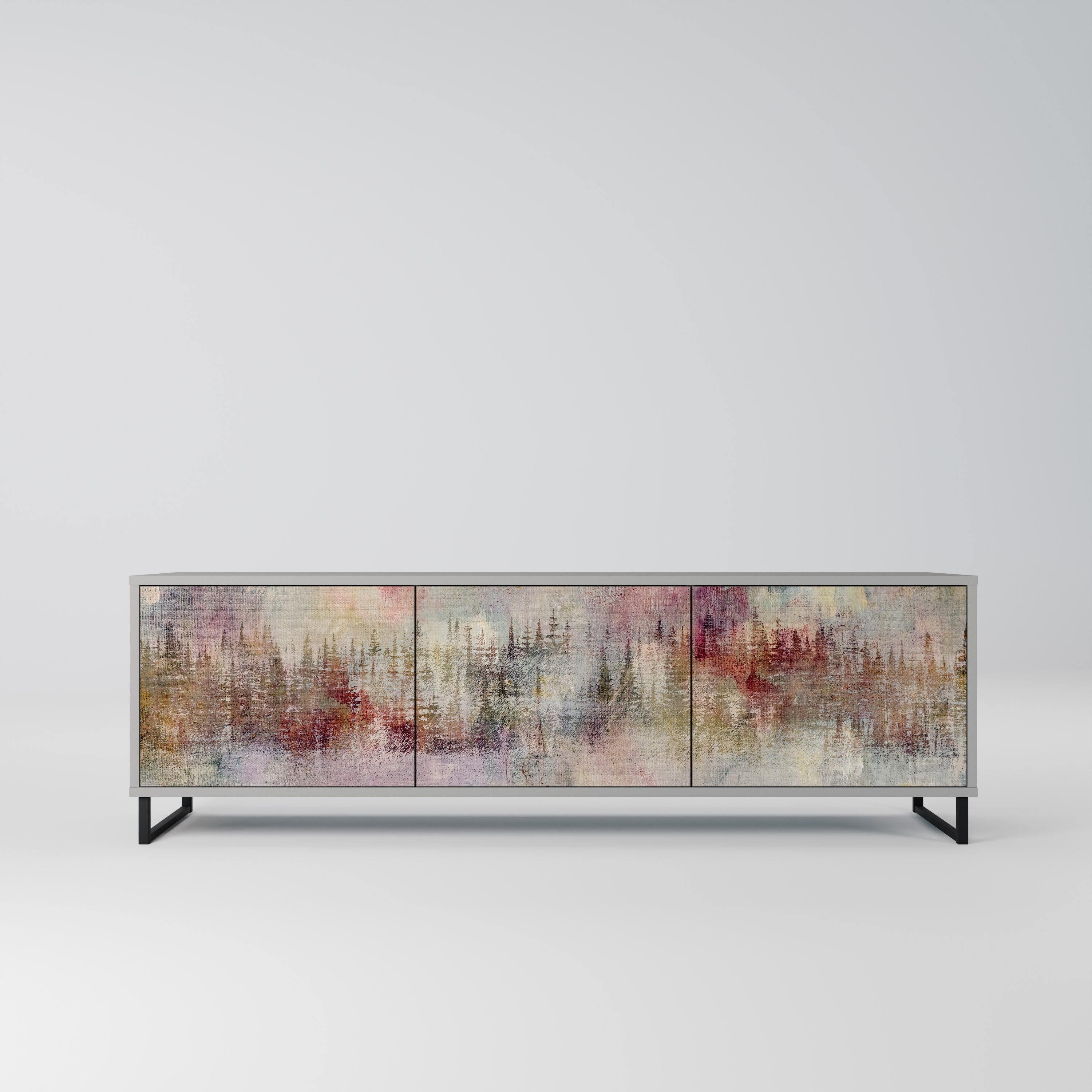 VEILED SUMMIT 3-Door TV Stand in Grey Finish