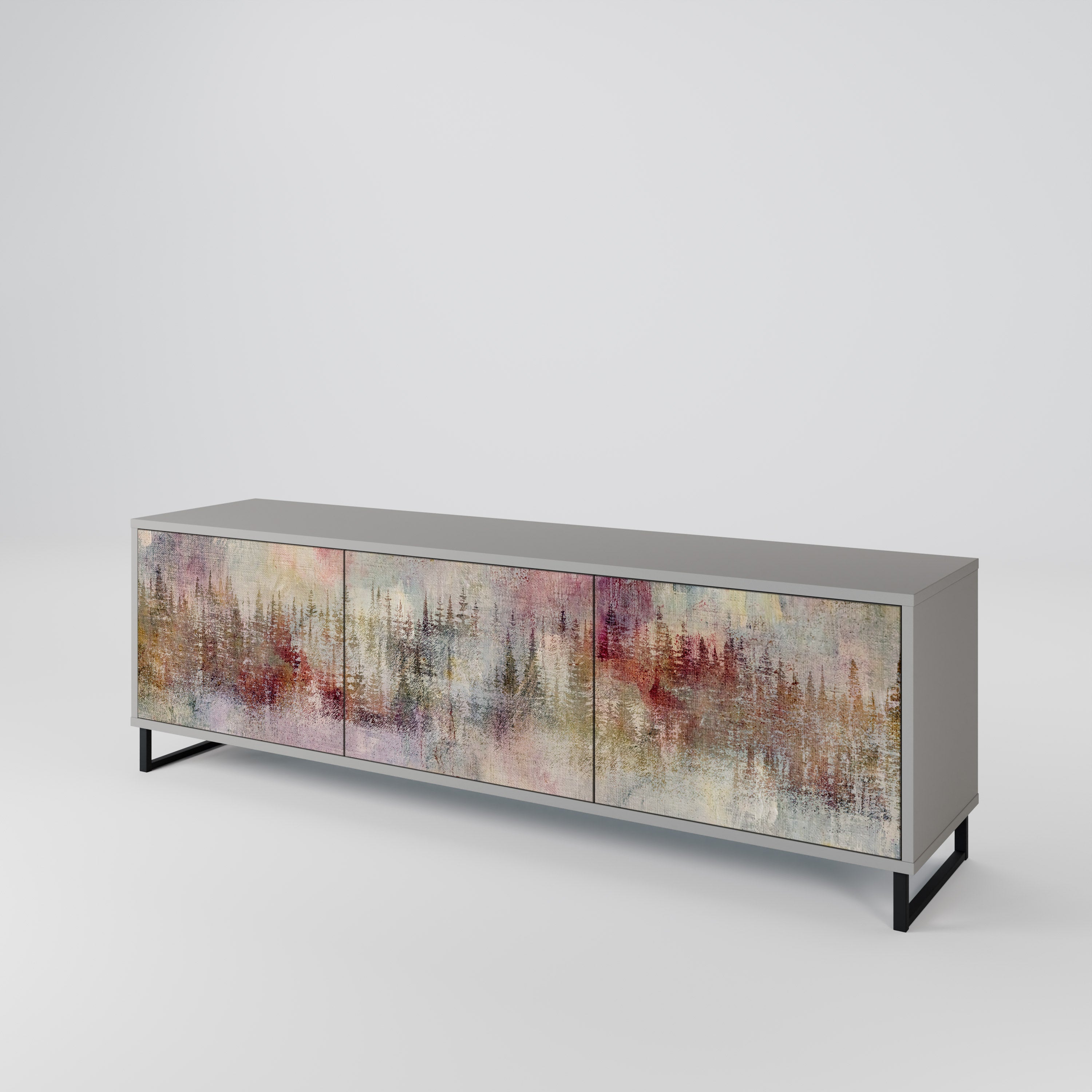 VEILED SUMMIT 3-Door TV Stand in Grey Finish