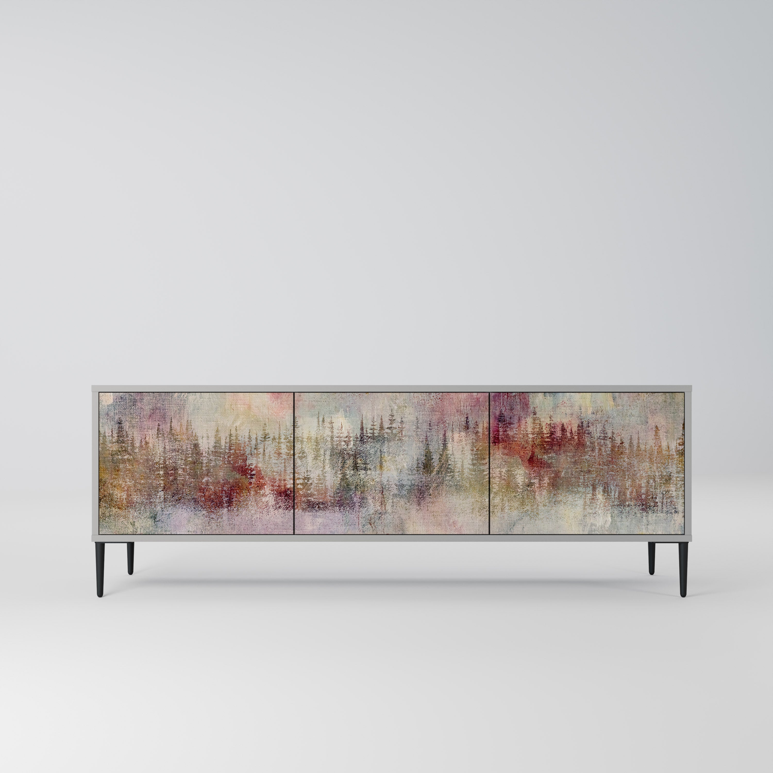 VEILED SUMMIT 3-Door TV Stand in Grey Finish