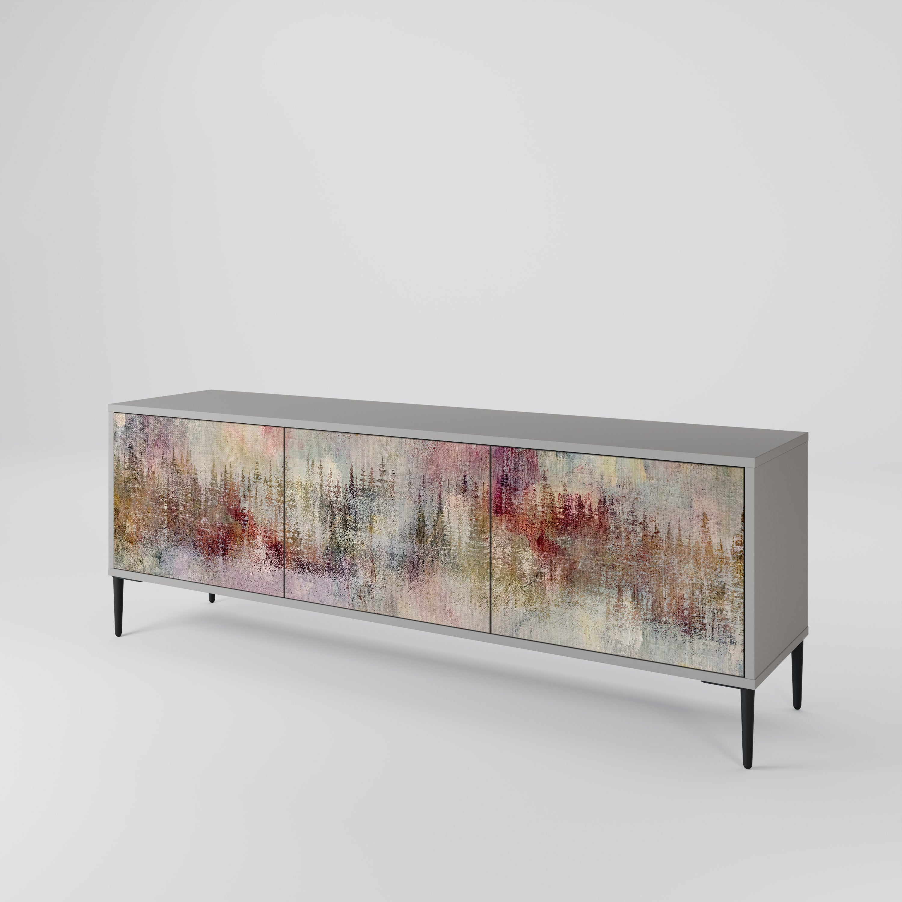 VEILED SUMMIT 3-Door TV Stand in Grey Finish