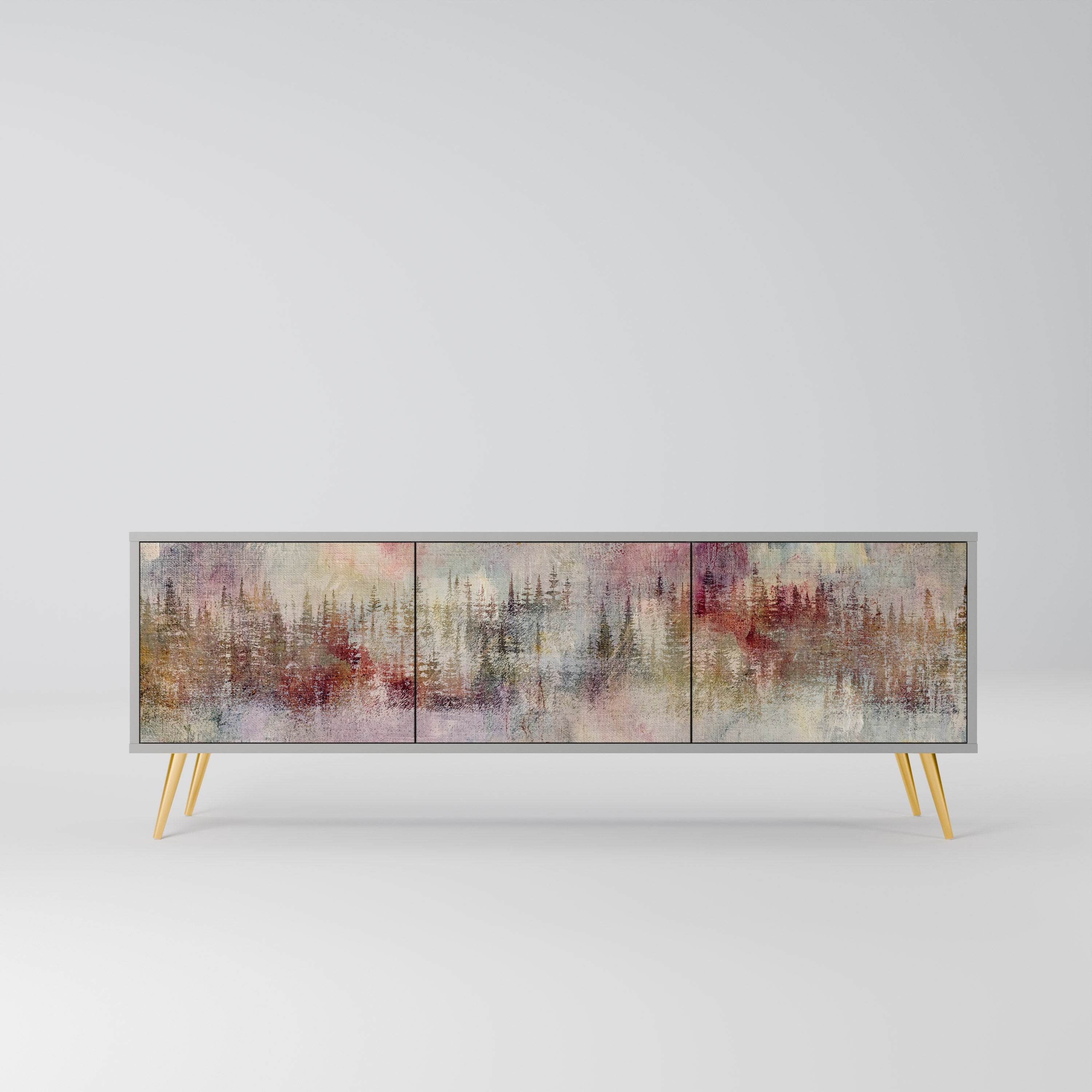 VEILED SUMMIT 3-Door TV Stand in Grey Finish