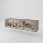 VEILED SUMMIT 3-Door TV Stand in Grey Finish