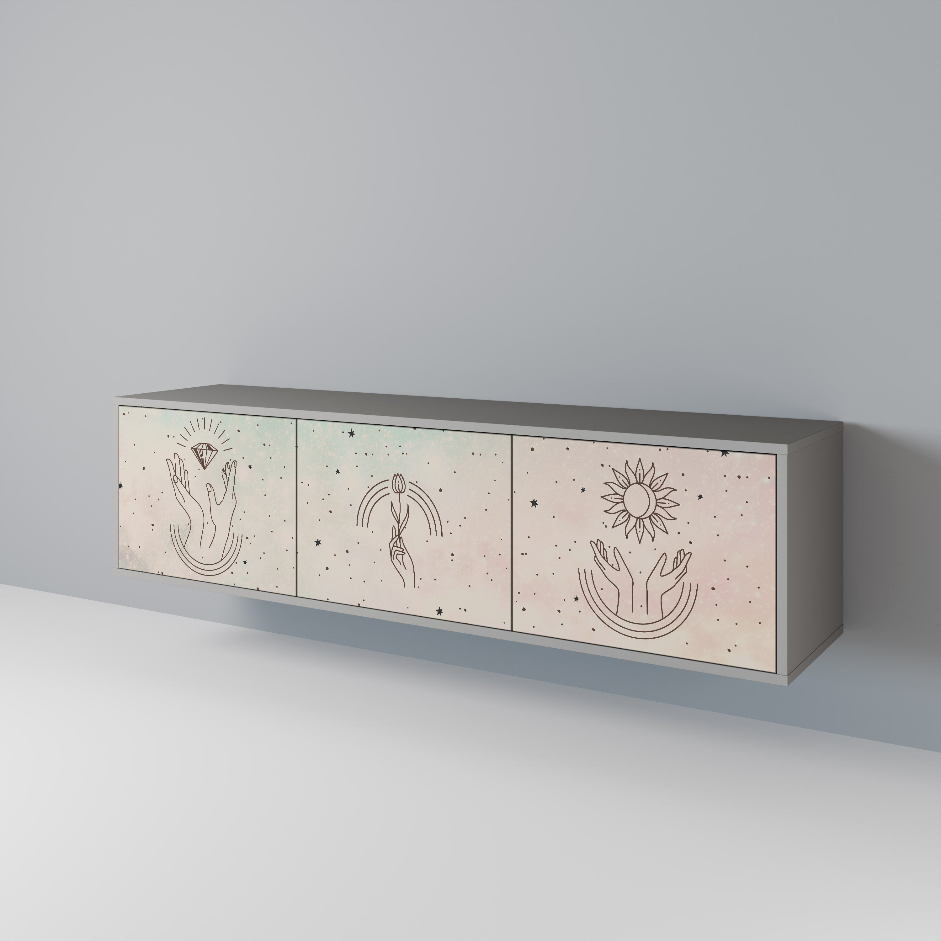 DELICATE BEAUTY TV-Lowboard mit 3 Türen in Grau