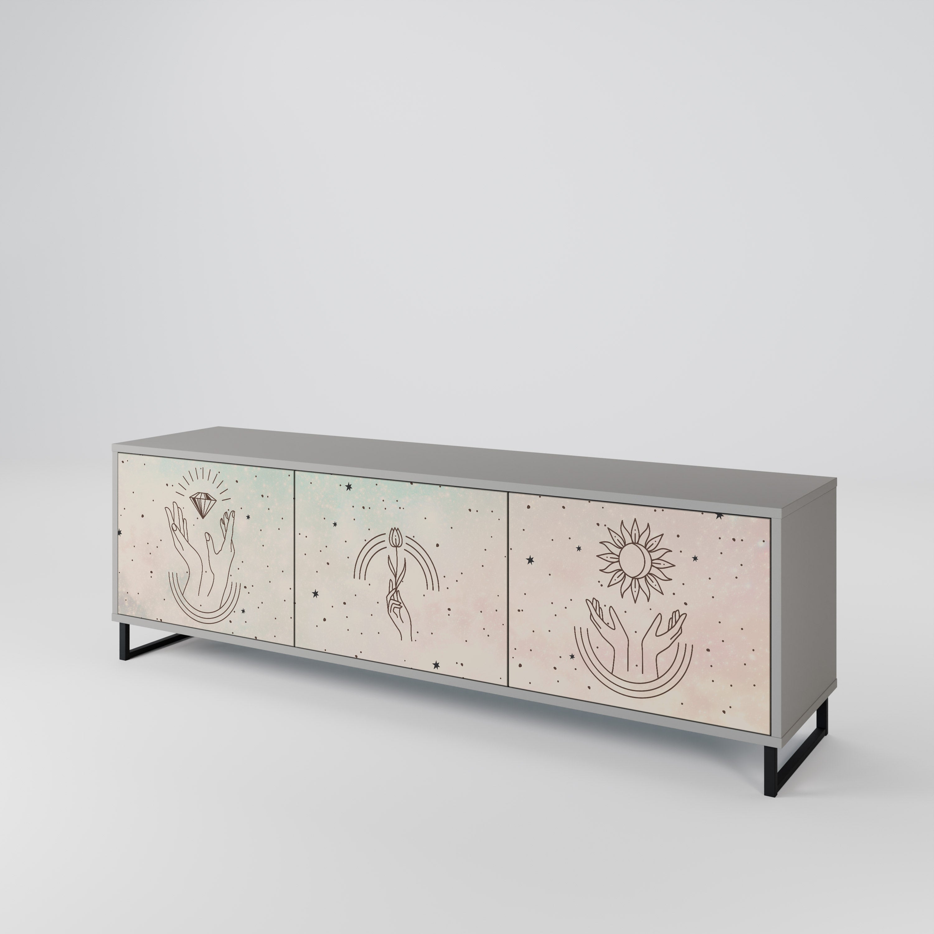 DELICATE BEAUTY TV-Lowboard mit 3 Türen in Grau