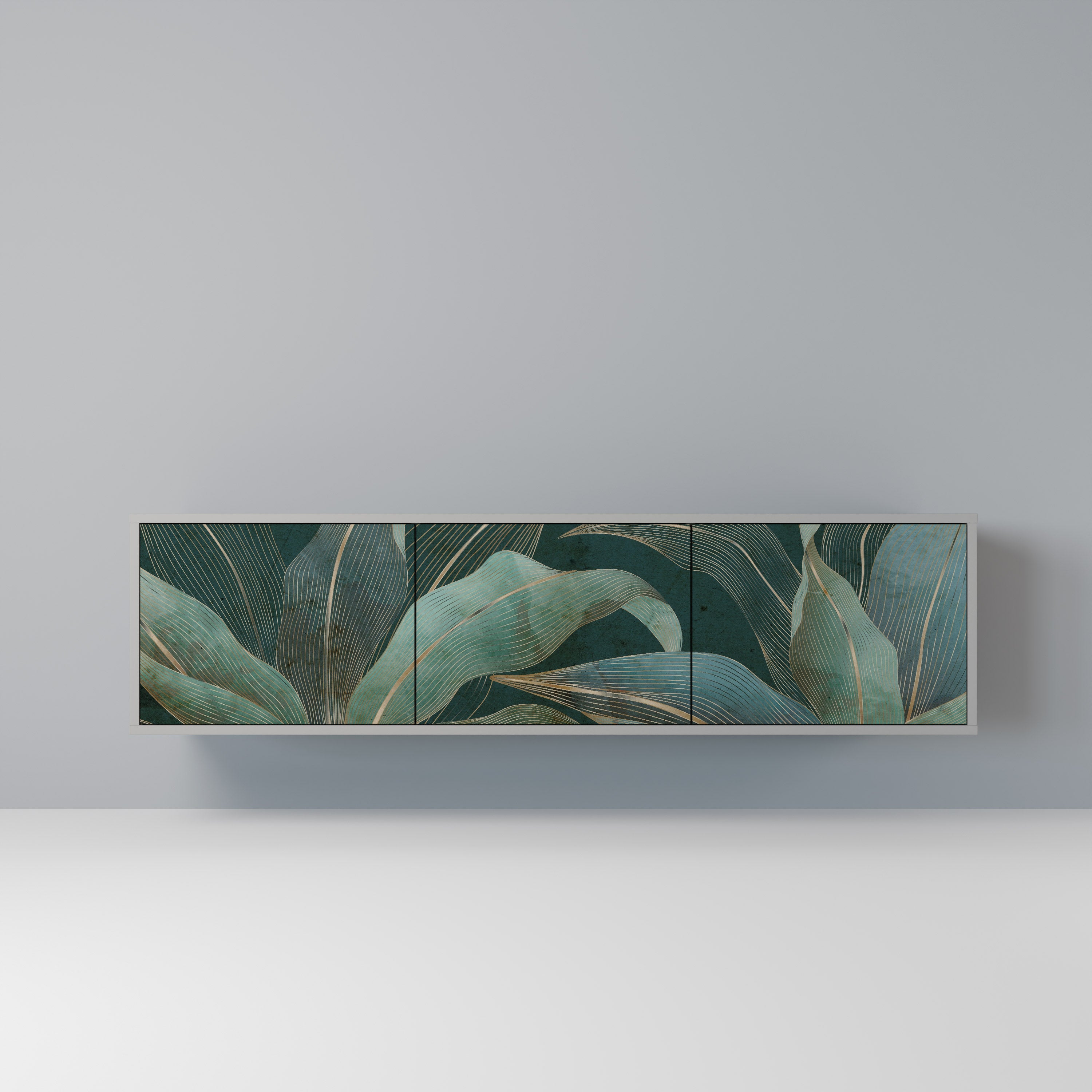 ROYAL GREEN 3-Door TV Stand in Grey Finish