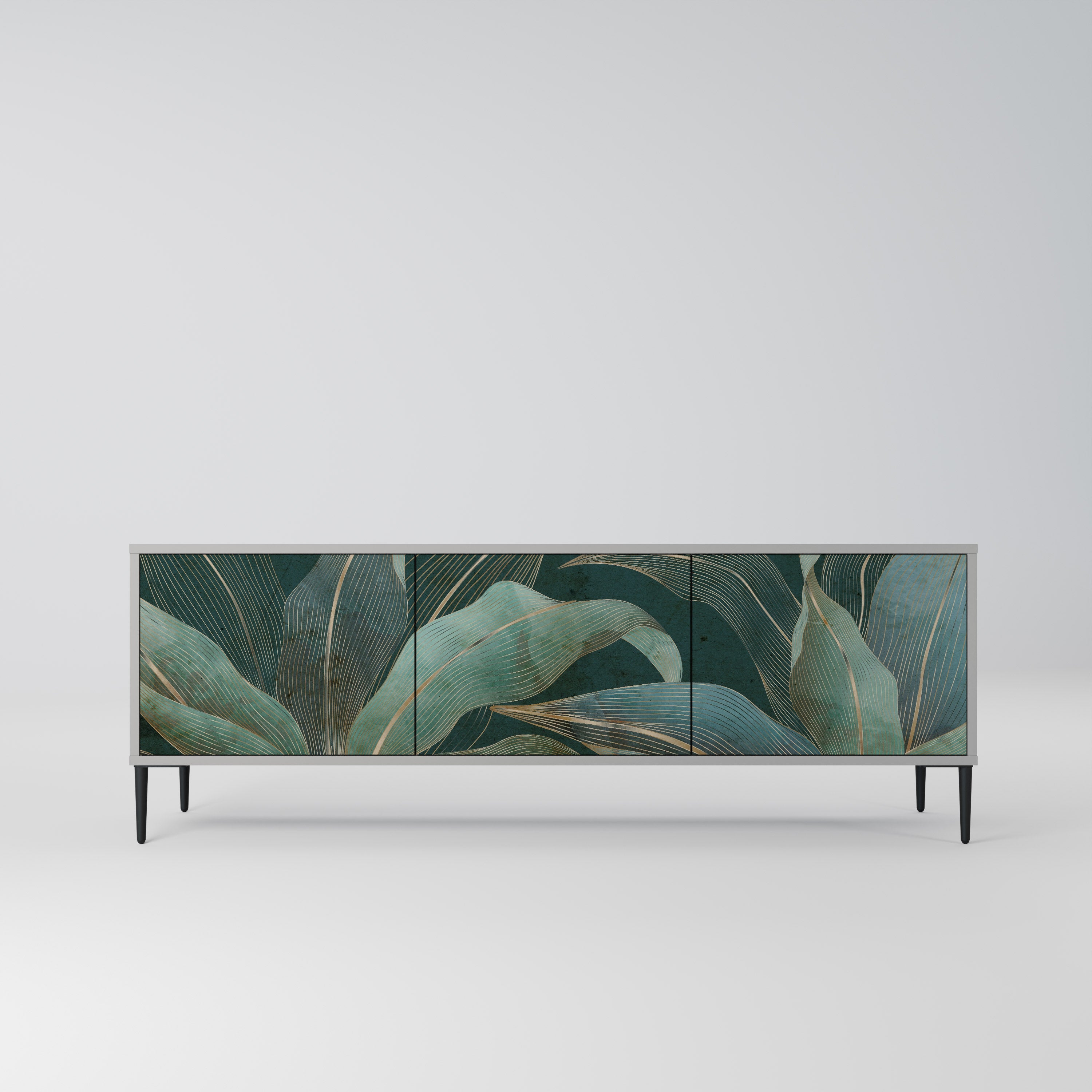 ROYAL GREEN 3-Door TV Stand in Grey Finish