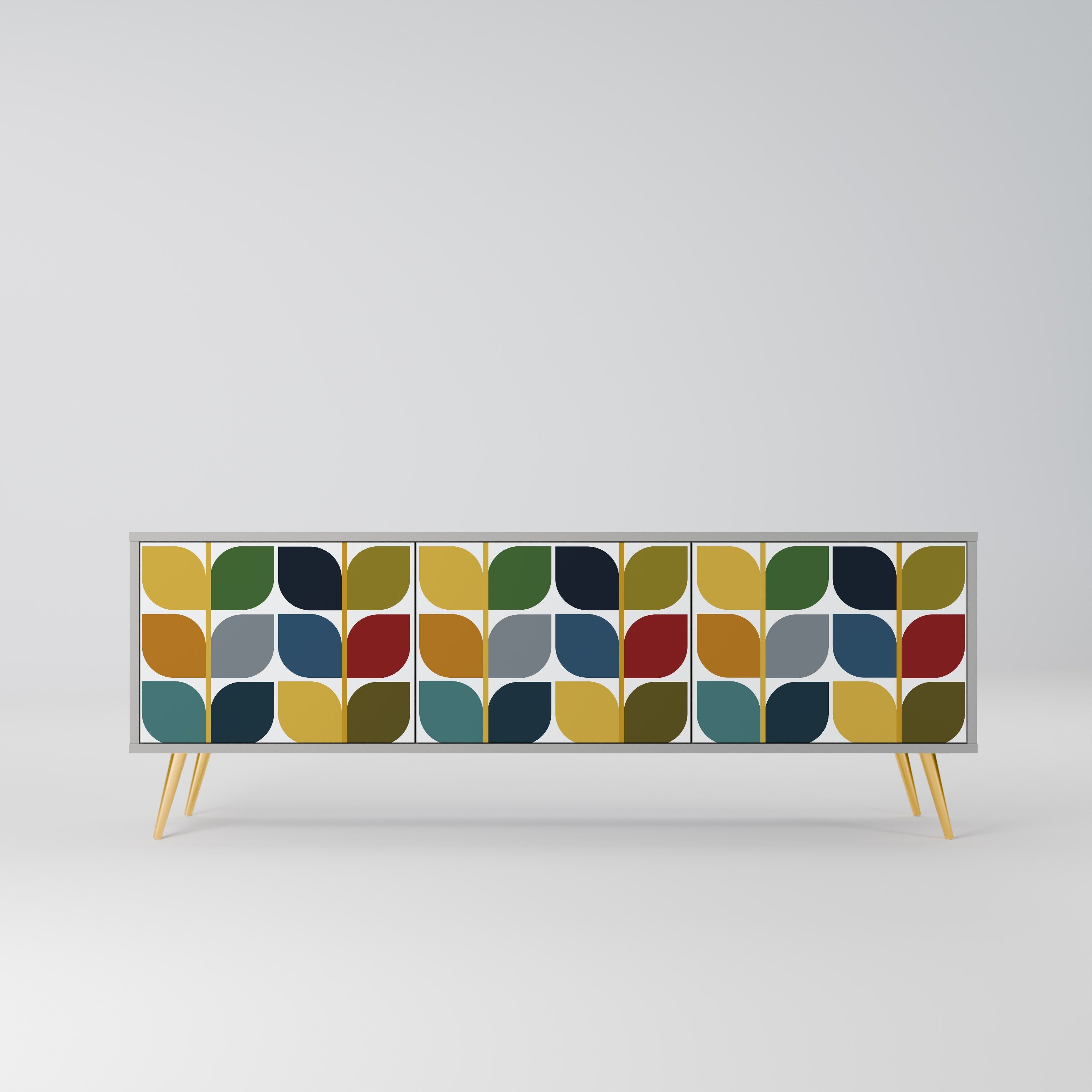 WEIGHTLESS HOURS 3-Door TV Stand in Grey Finish