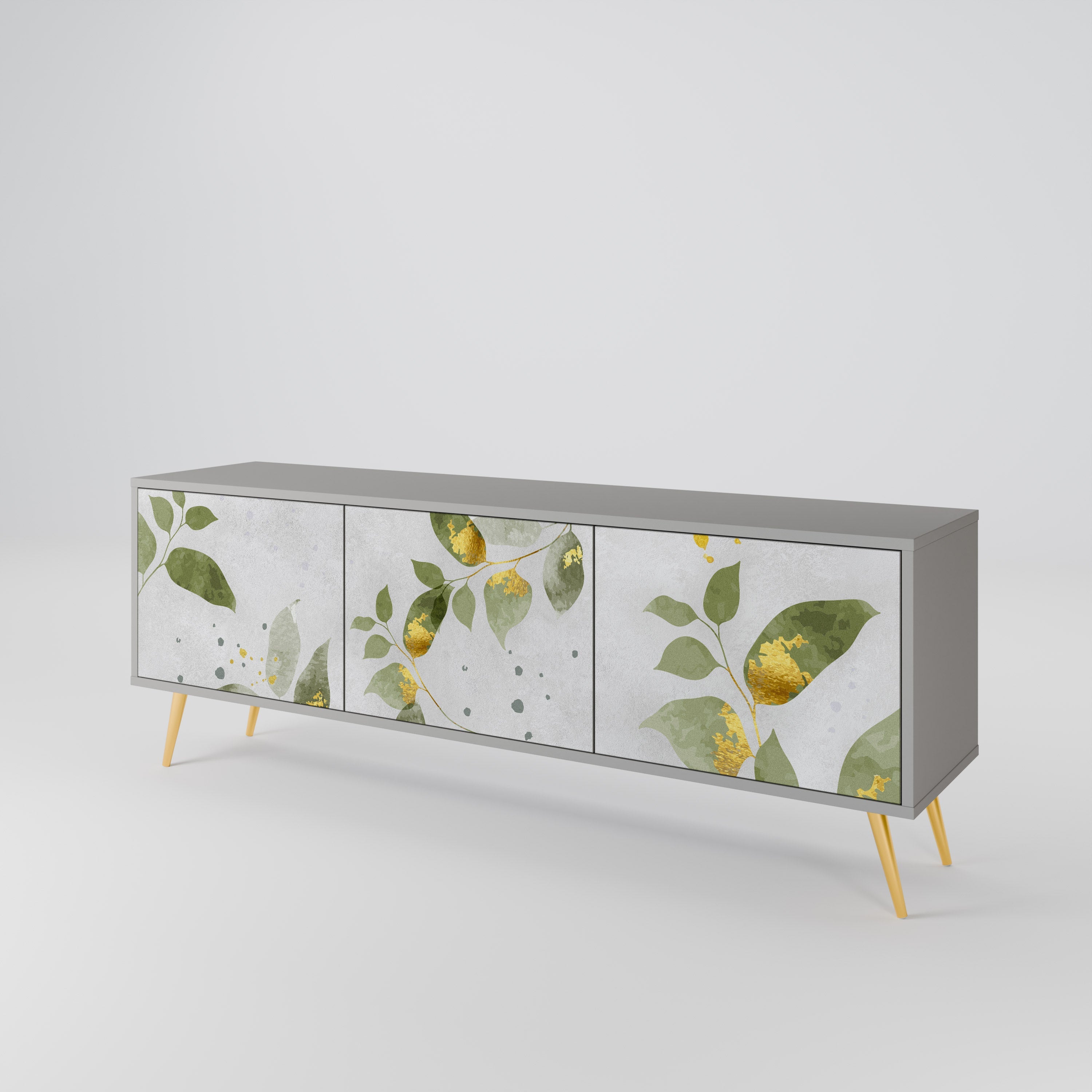 ELEGANT BOTANICS 3-Door TV Stand in Grey Finish