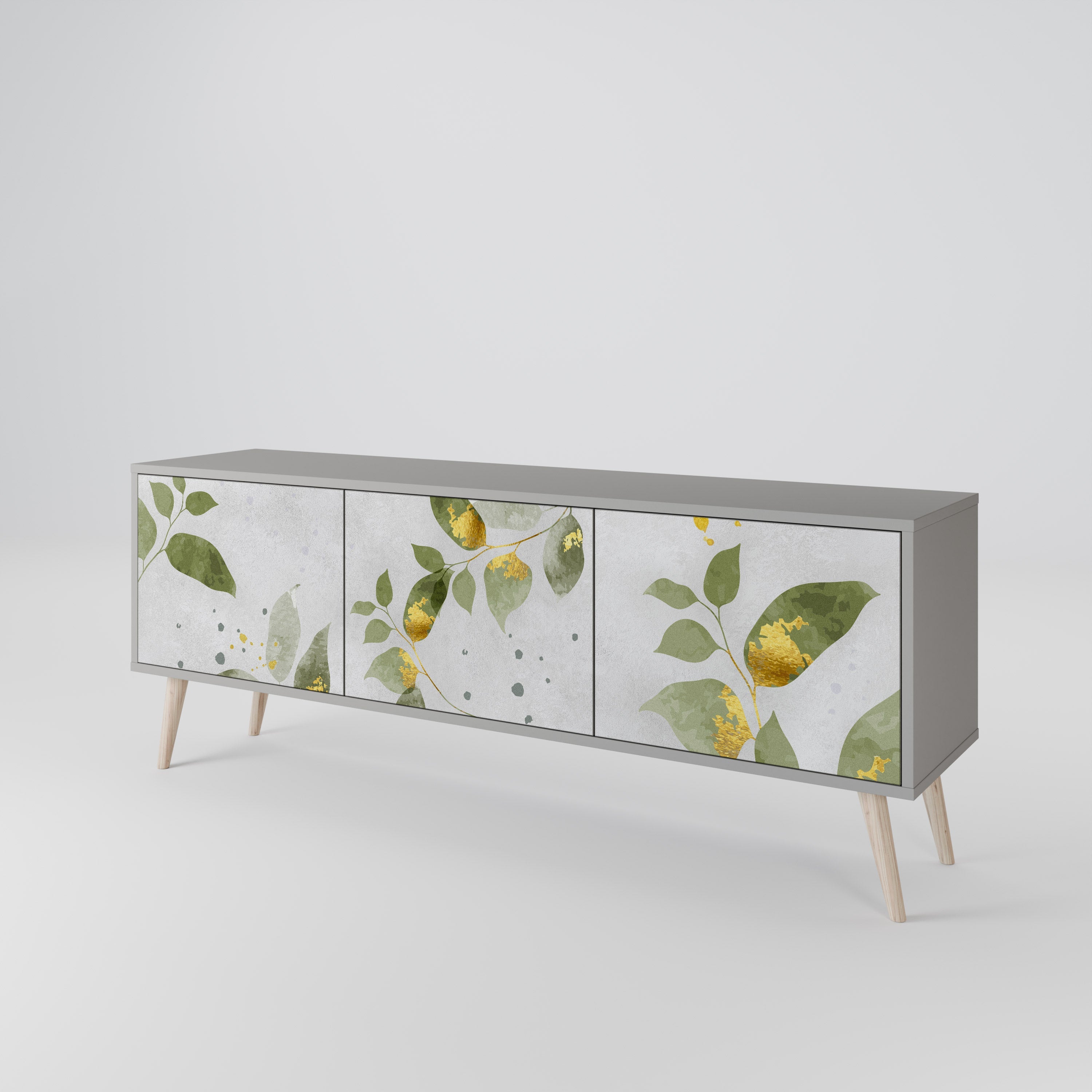 ELEGANT BOTANICS 3-Door TV Stand in Grey Finish