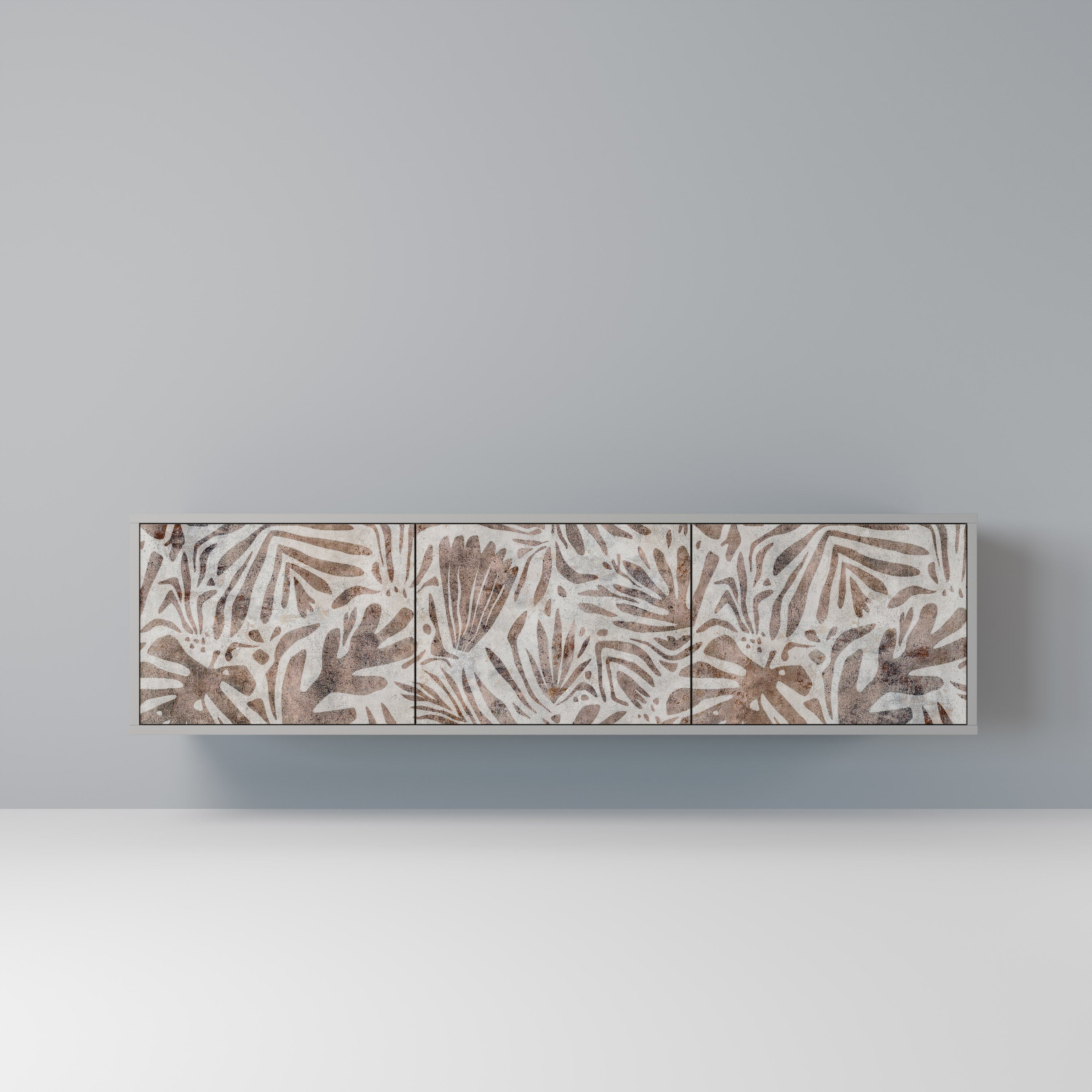 PASSING TIME 3-Door TV Stand in Grey Finish