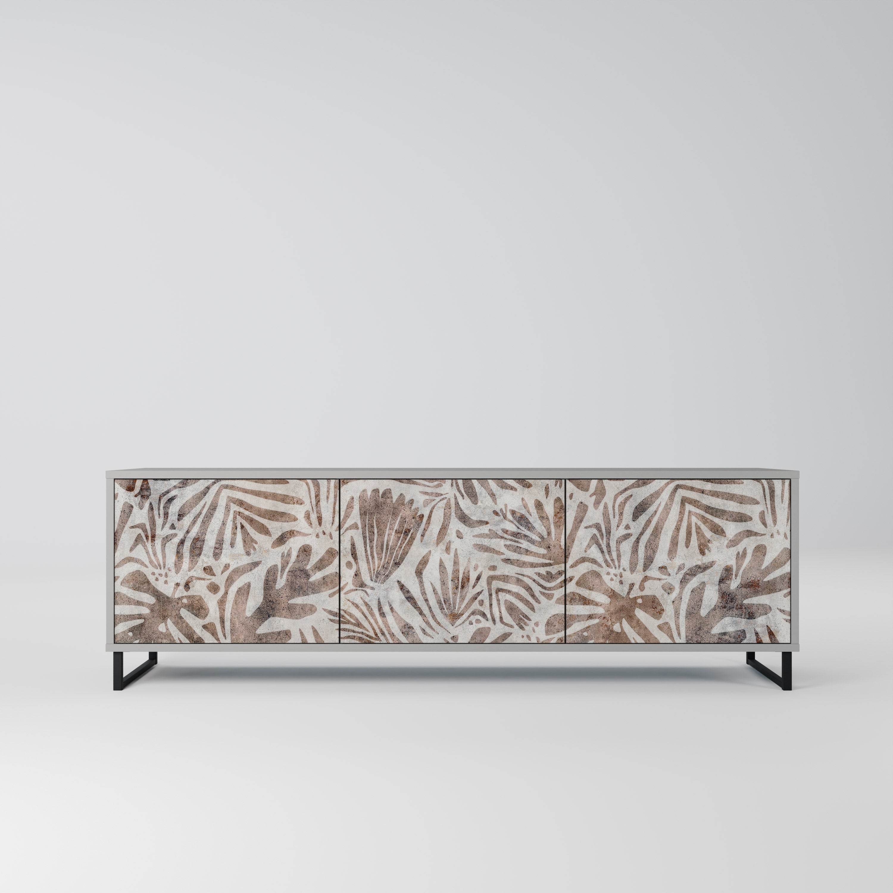 PASSING TIME 3-Door TV Stand in Grey Finish