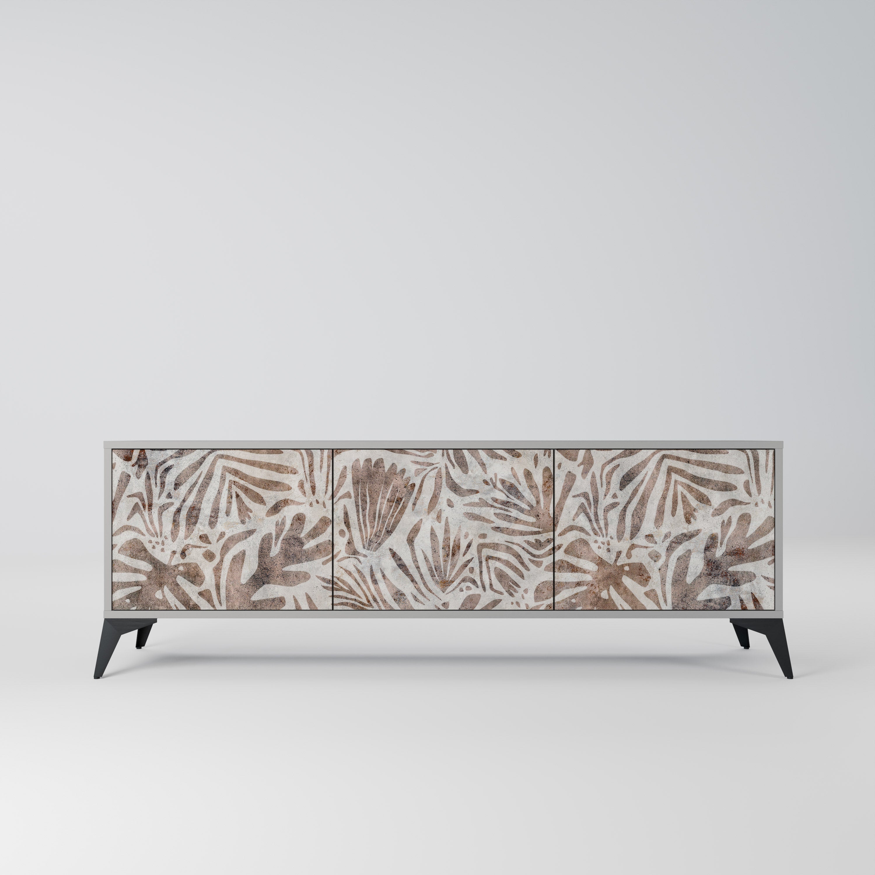 PASSING TIME 3-Door TV Stand in Grey Finish