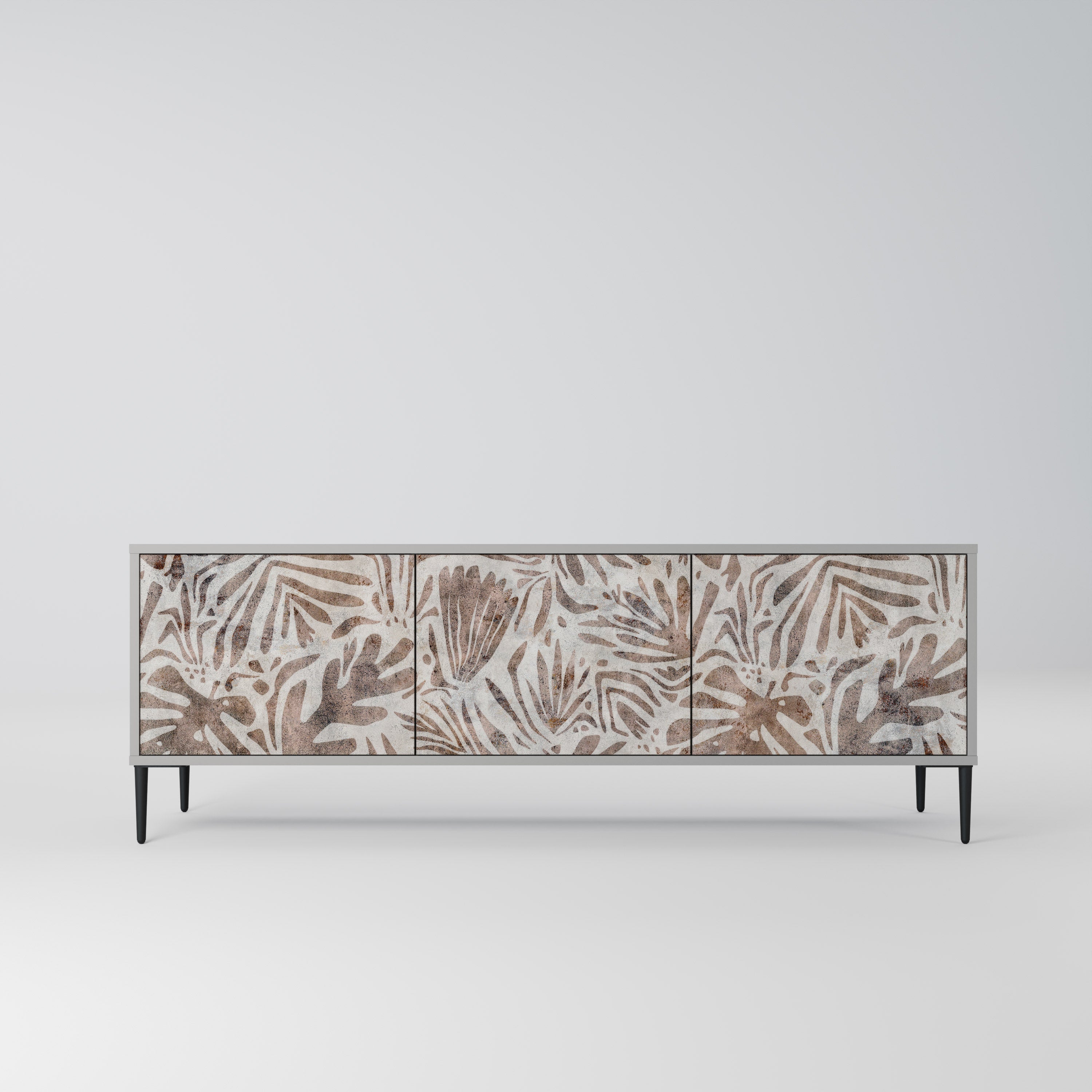 PASSING TIME 3-Door TV Stand in Grey Finish