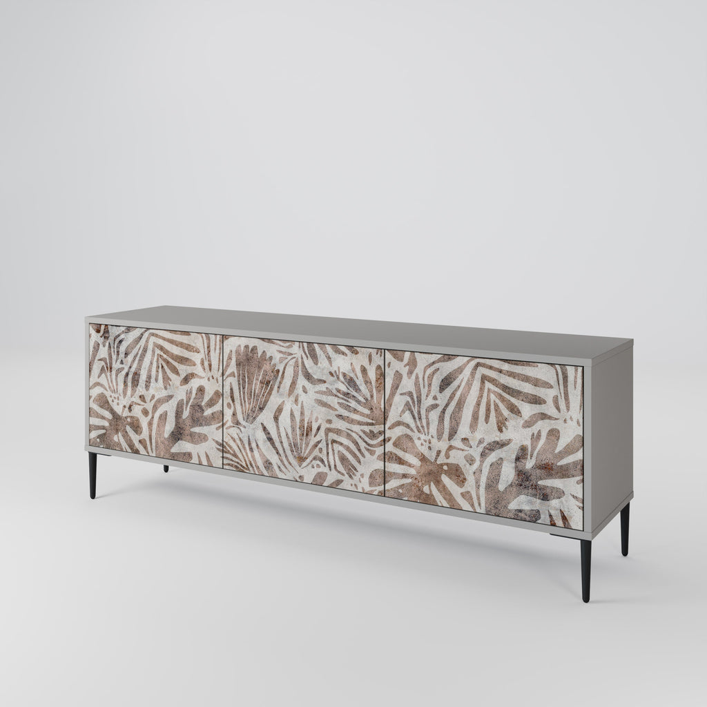 PASSING TIME 3-Door TV Stand in Grey Finish