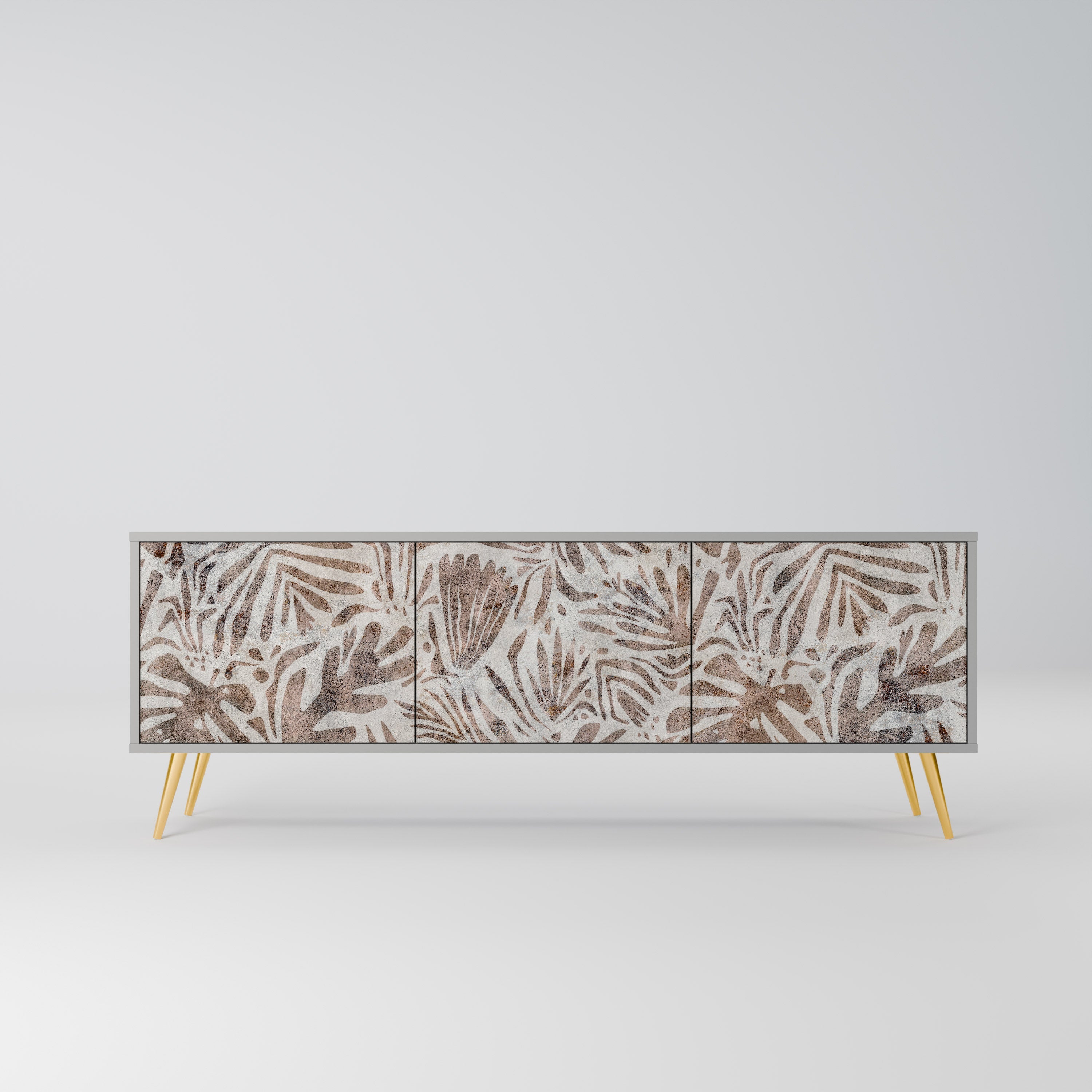 PASSING TIME 3-Door TV Stand in Grey Finish