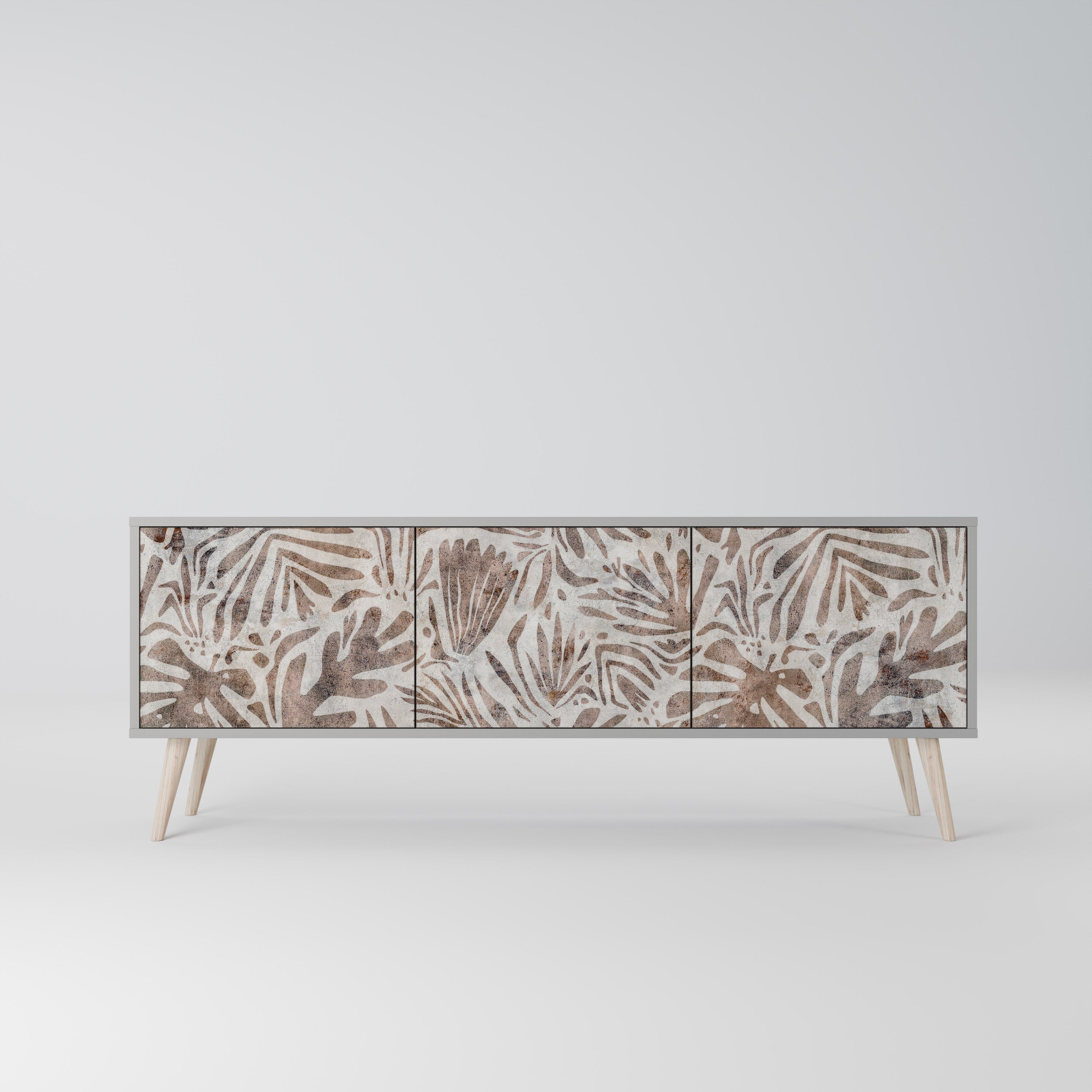 PASSING TIME 3-Door TV Stand in Grey Finish