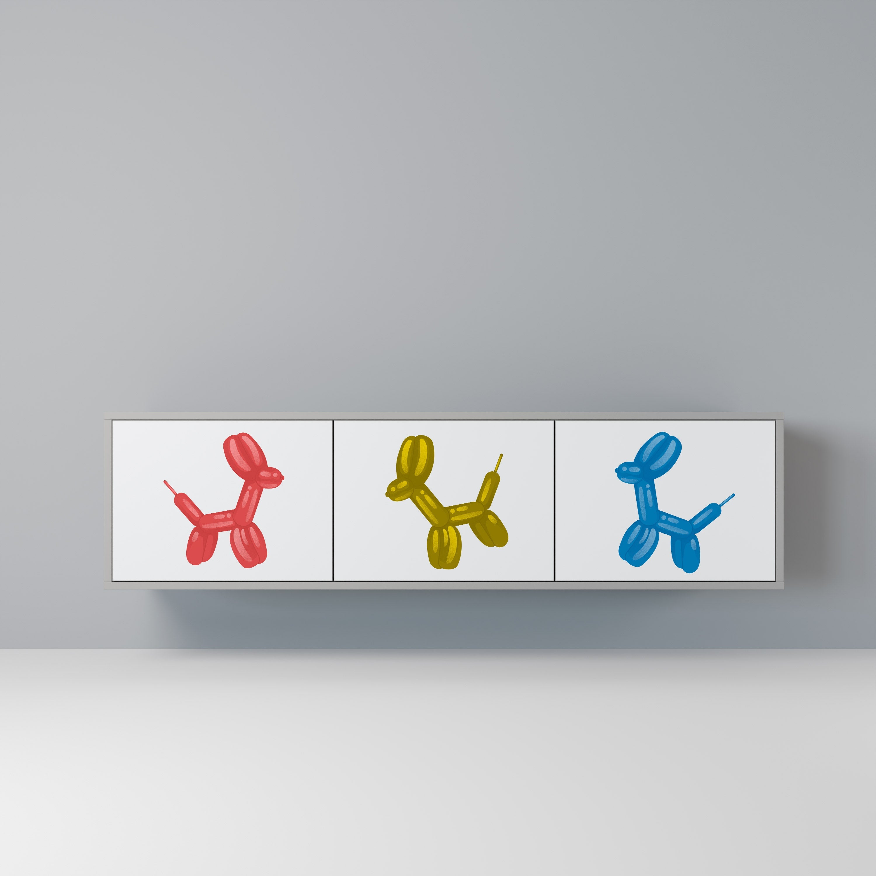 CHILDHOOD MEMORY 3-Door TV Stand in Grey Finish