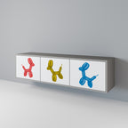 CHILDHOOD MEMORY TV-Lowboard mit 3 Türen in Grau